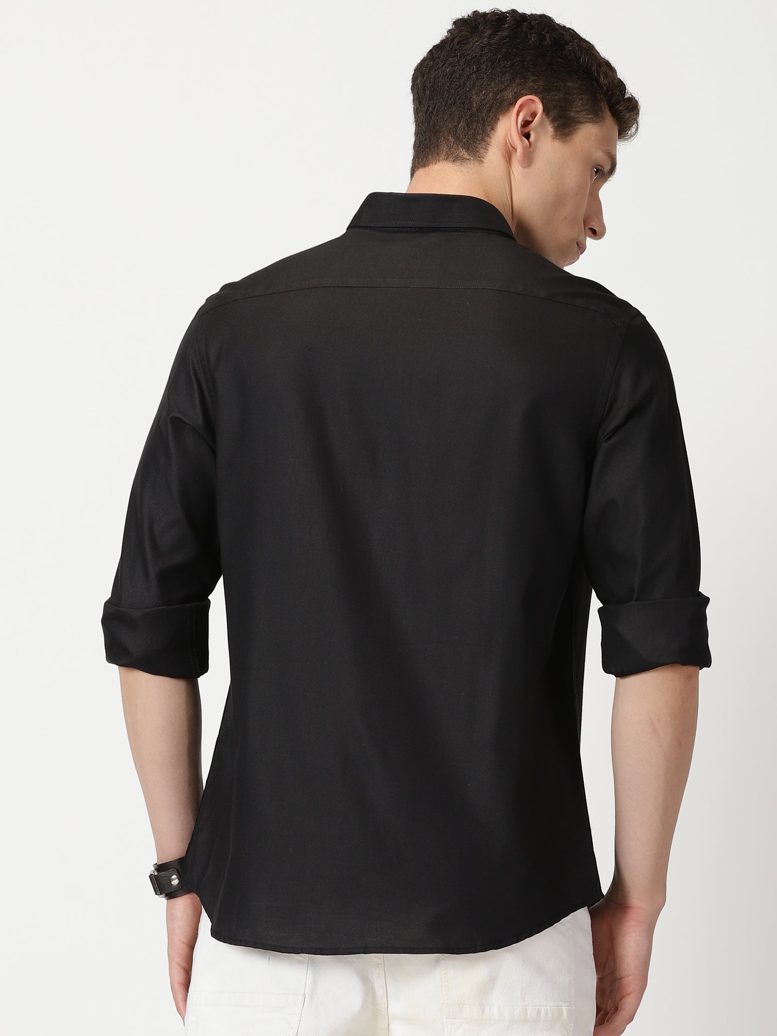 MEN'S BLACK PLAIN SLIM FIT SHIRT