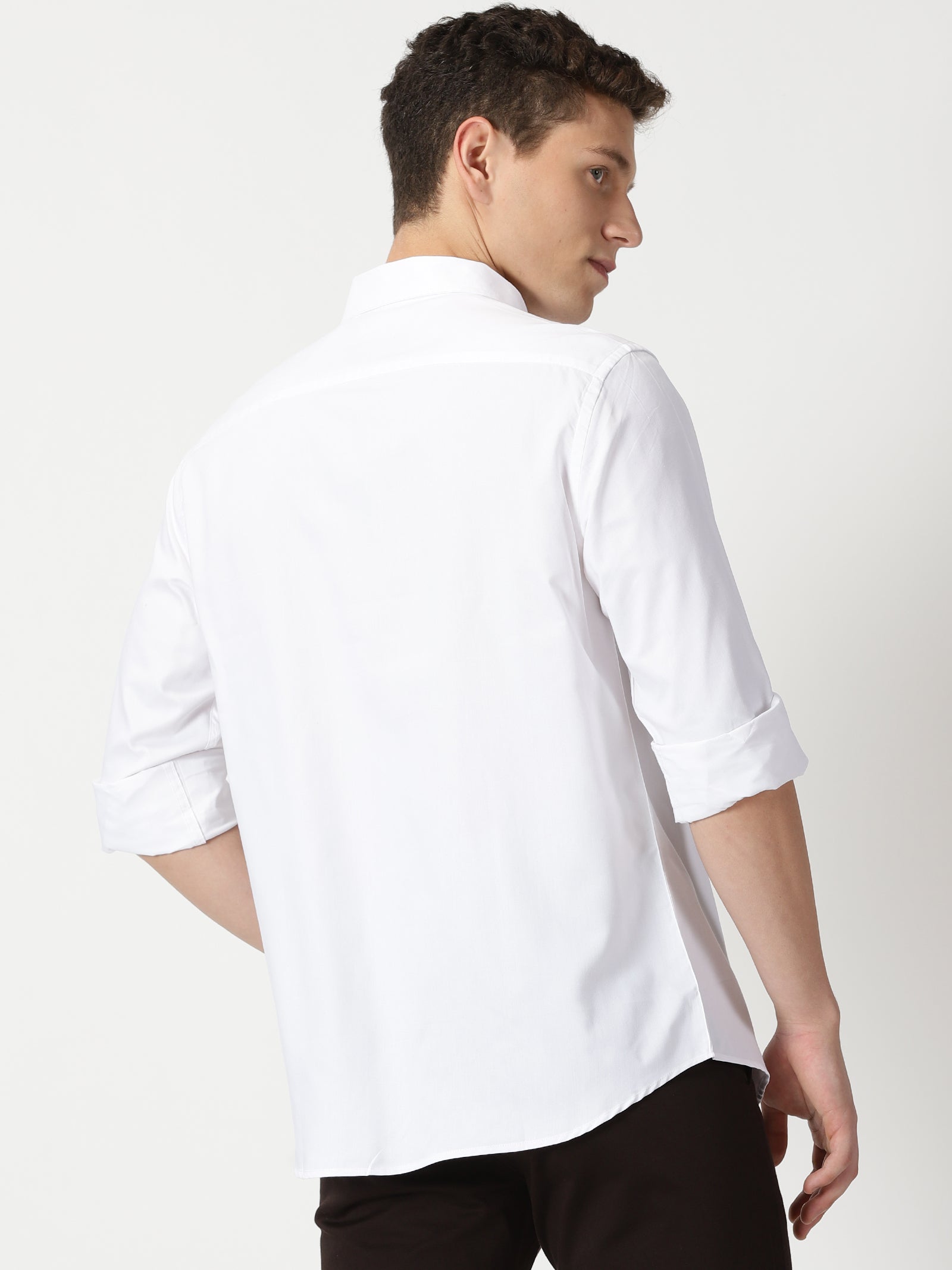 MEN'S WHITE PLAIN SLIM FIT SHIRT