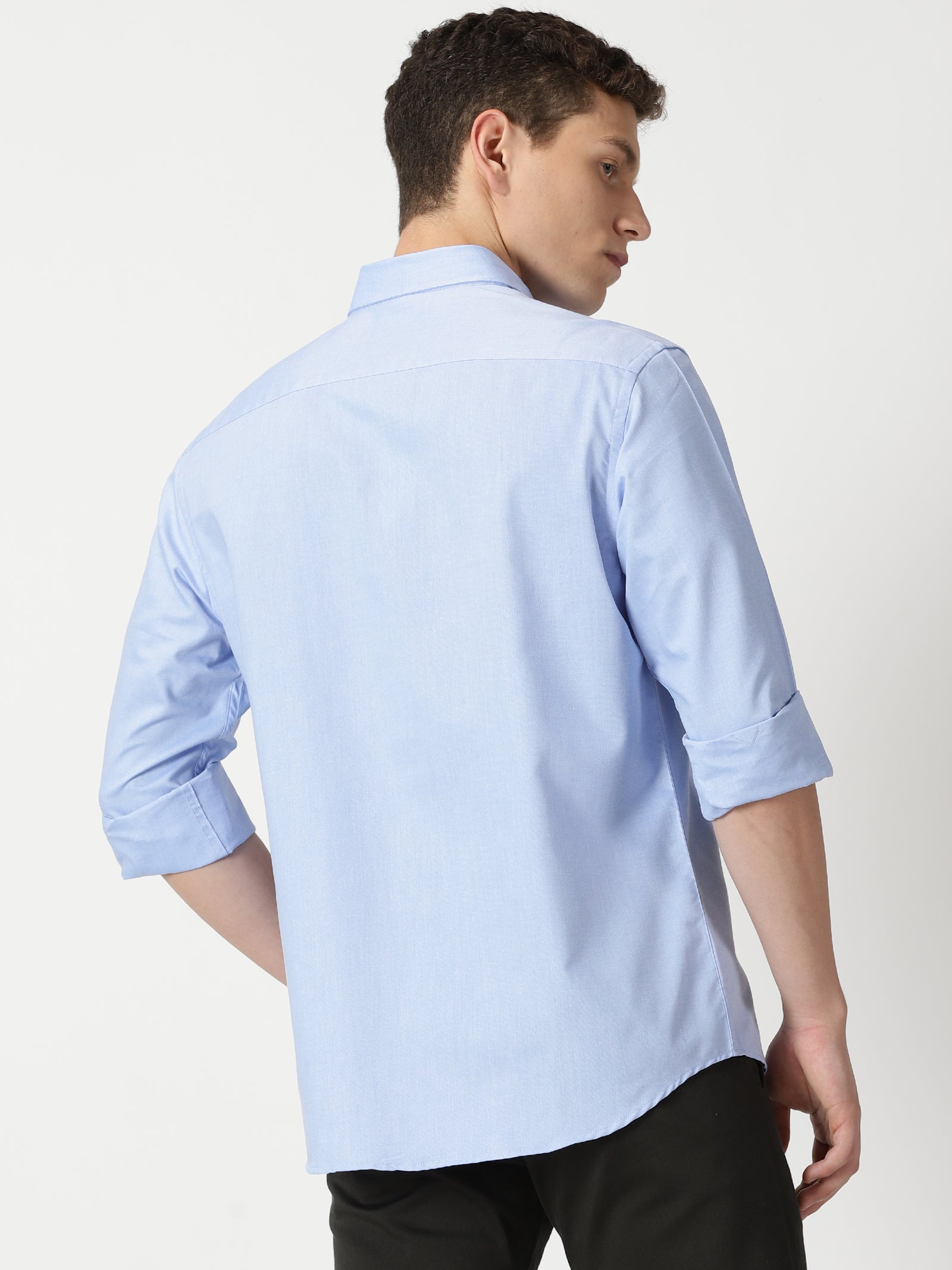 MEN'S LT BLUE PLAIN SLIM FIT SHIRT
