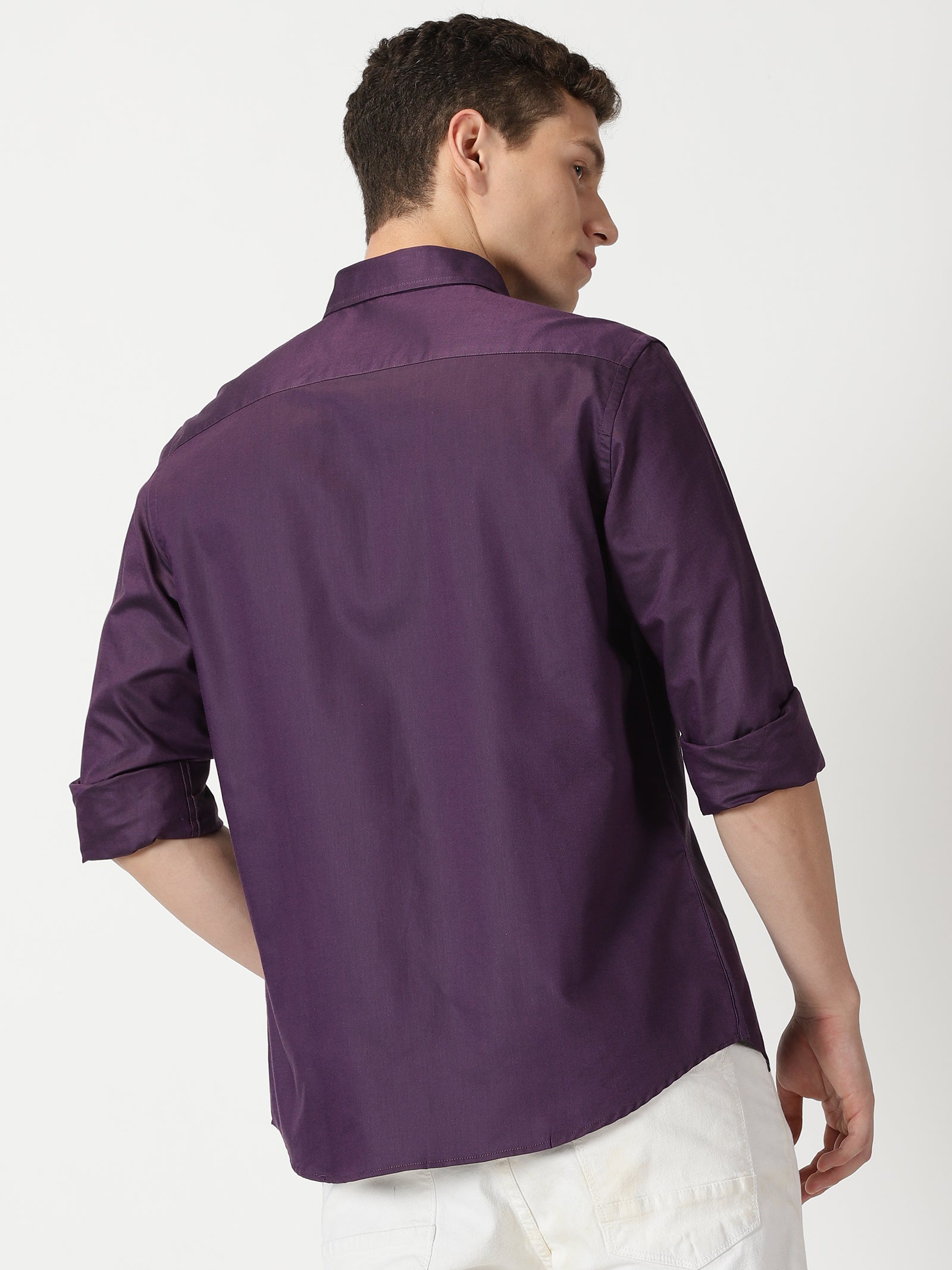 MEN'S PURPLE PLAIN SLIM FIT SHIRT