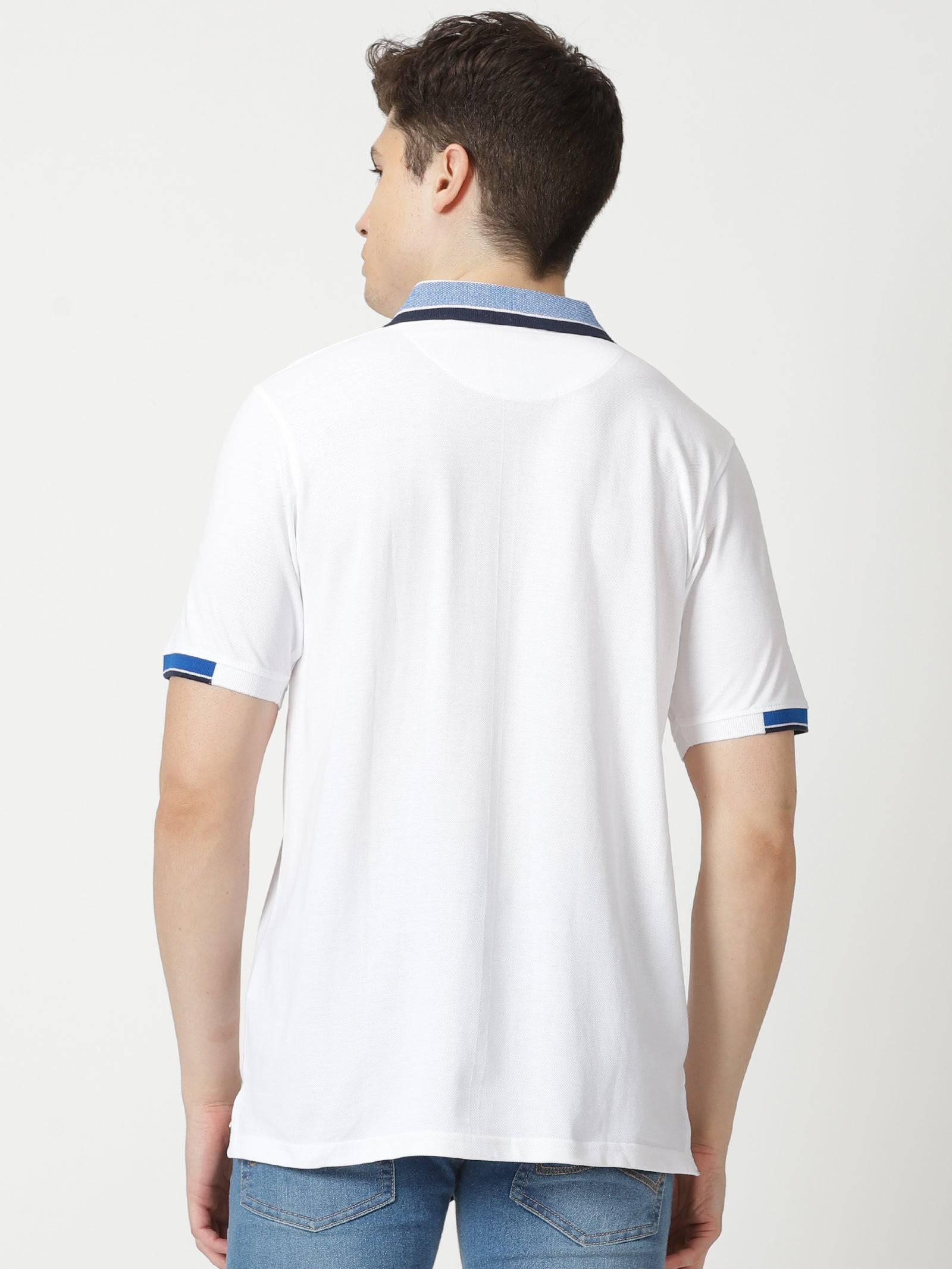 MEN'S WHITE SOLID SLIM FIT POLO T SHIRT