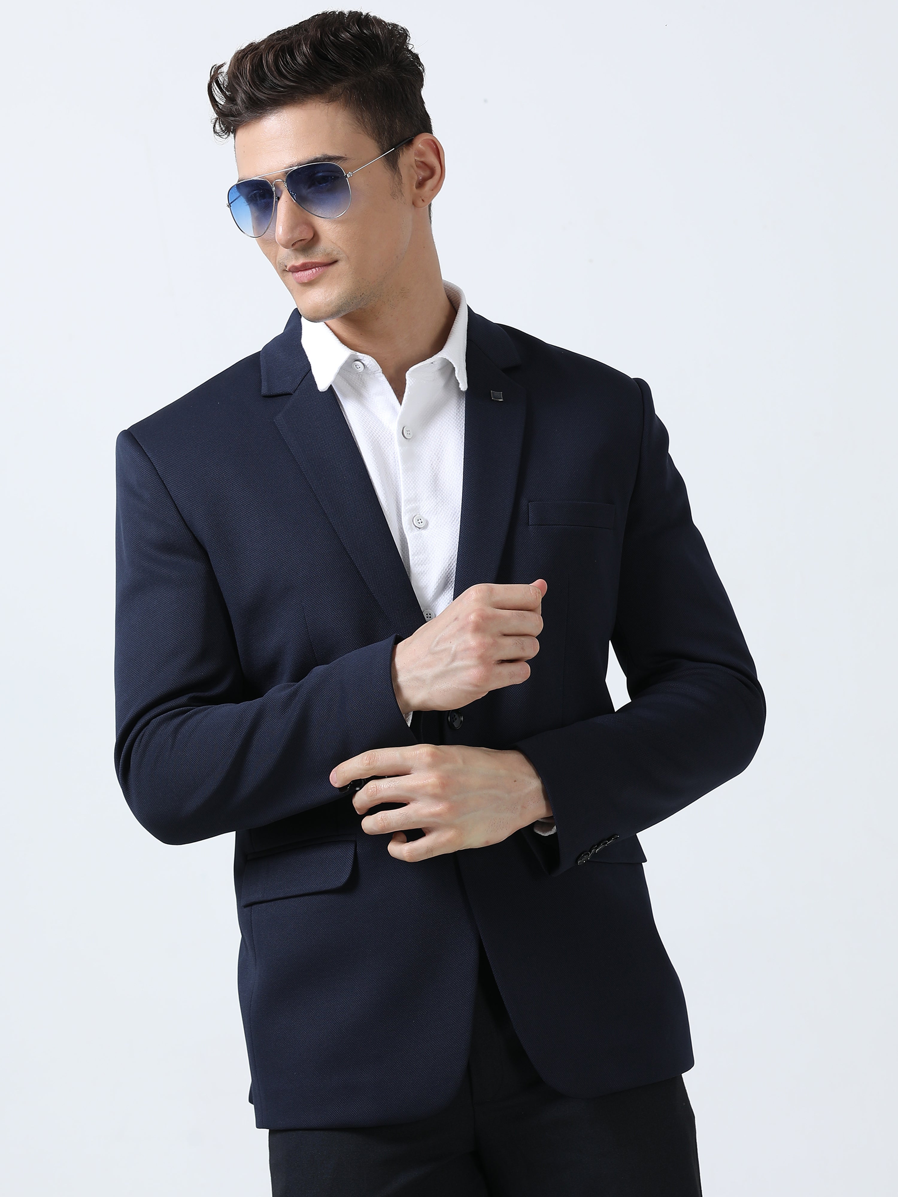 MEN'S DK.NAVY SOLID SLIM FIT BLAZER