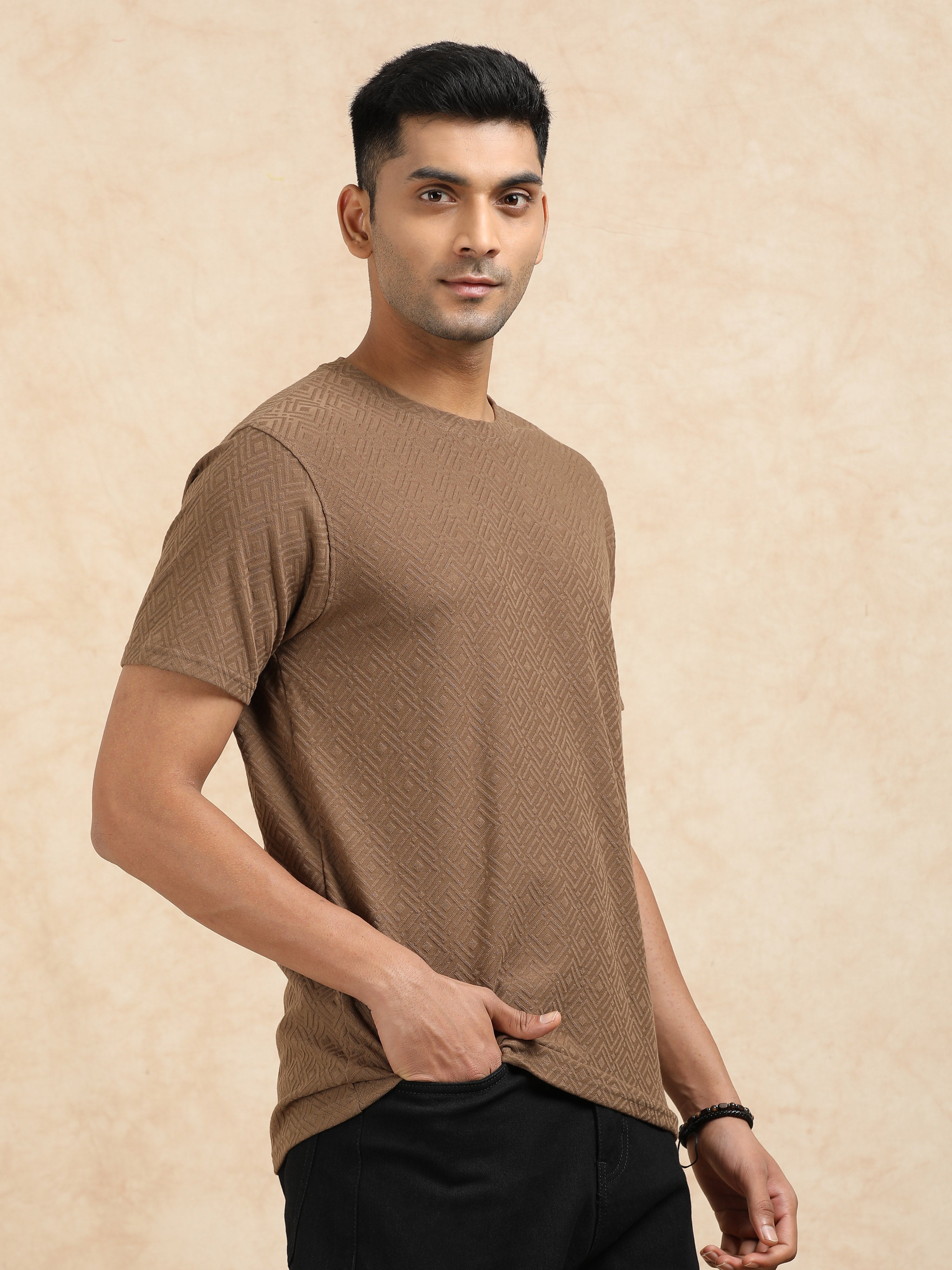 MEN'S BROWN SLIM FIT T SHIRT