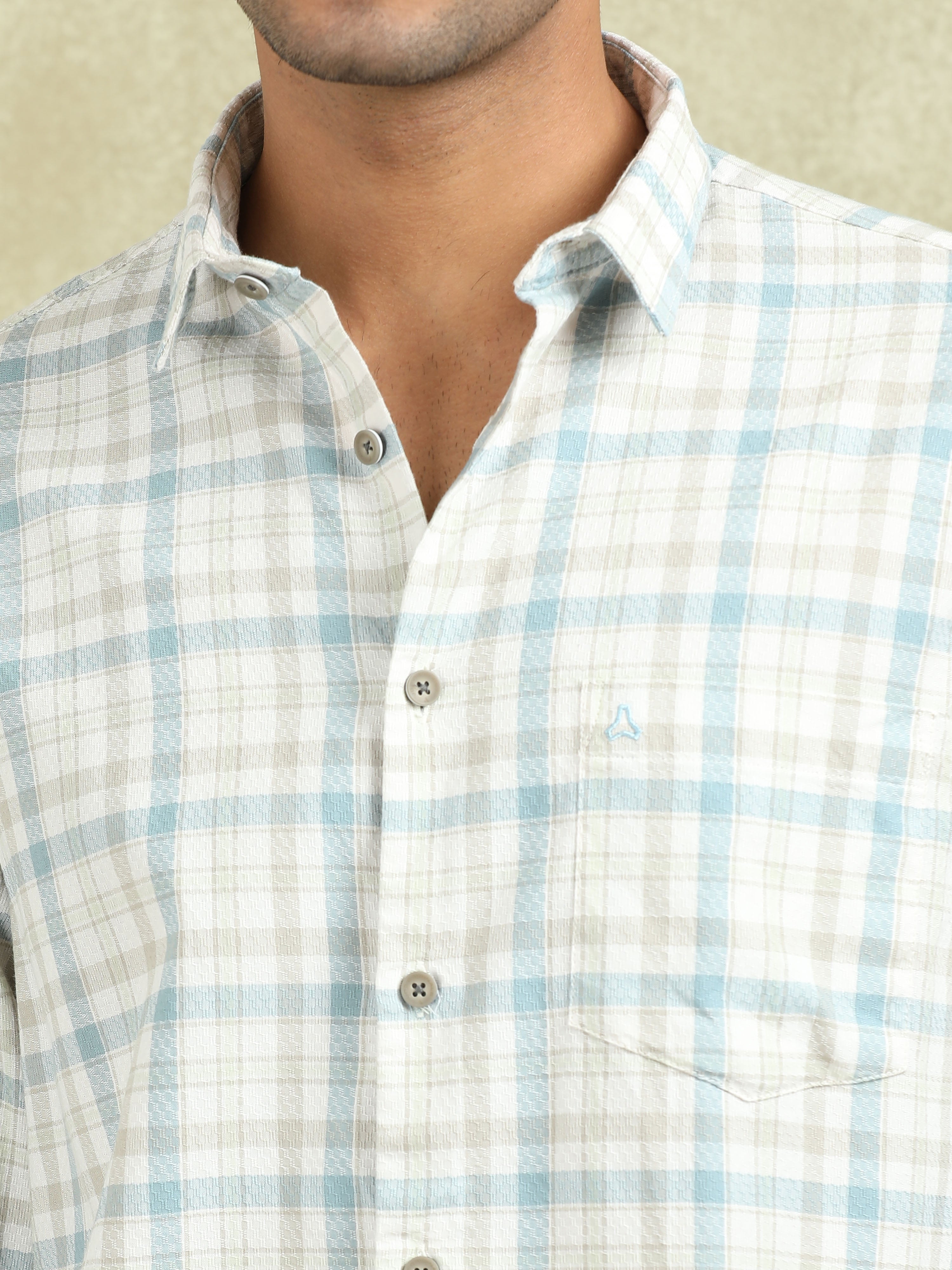 MEN'S BLUE CHECKS SLIM FIT SHIRT