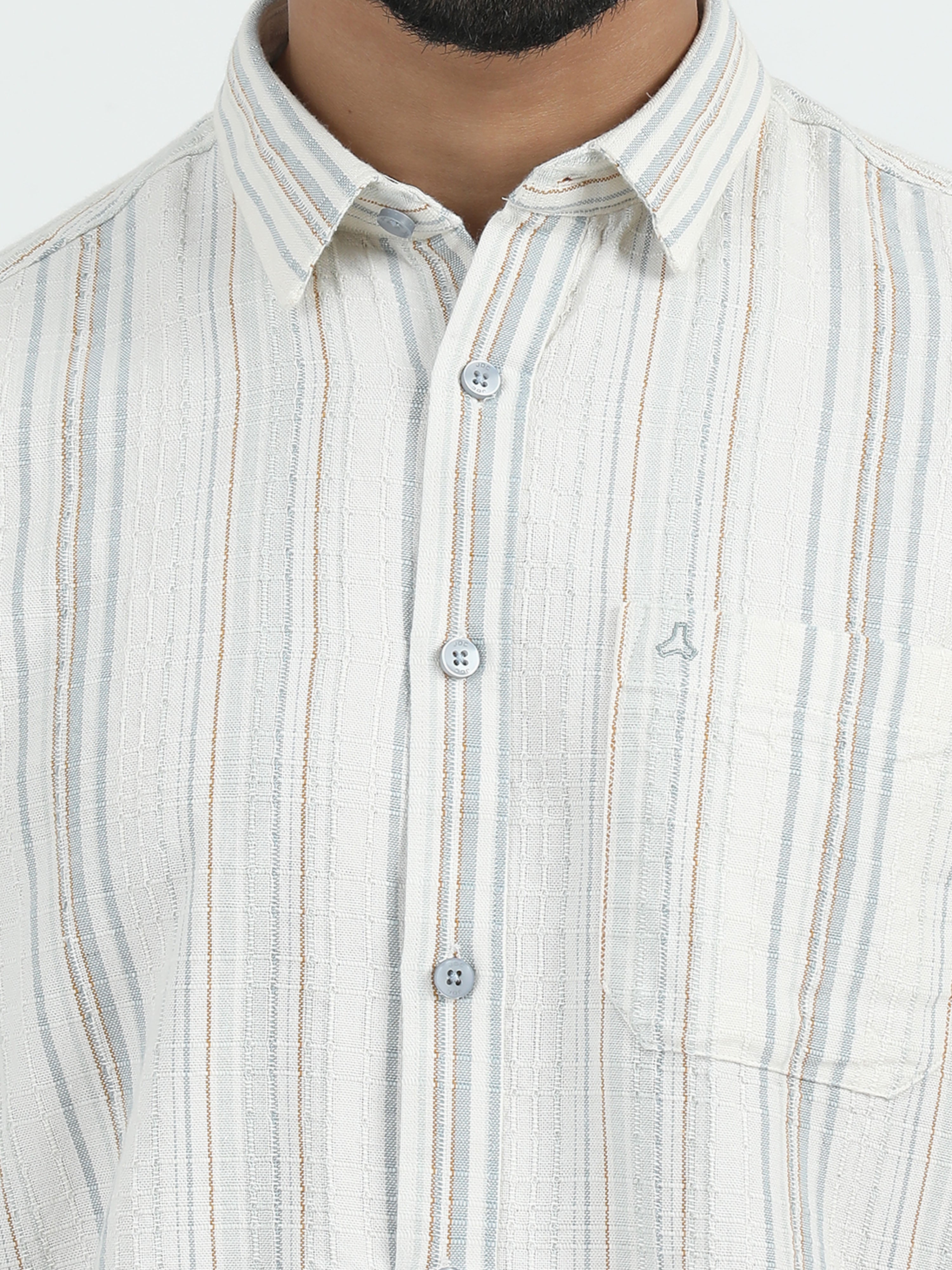 MEN'S DK.GREY STRIPES SLIM FIT SHIRT