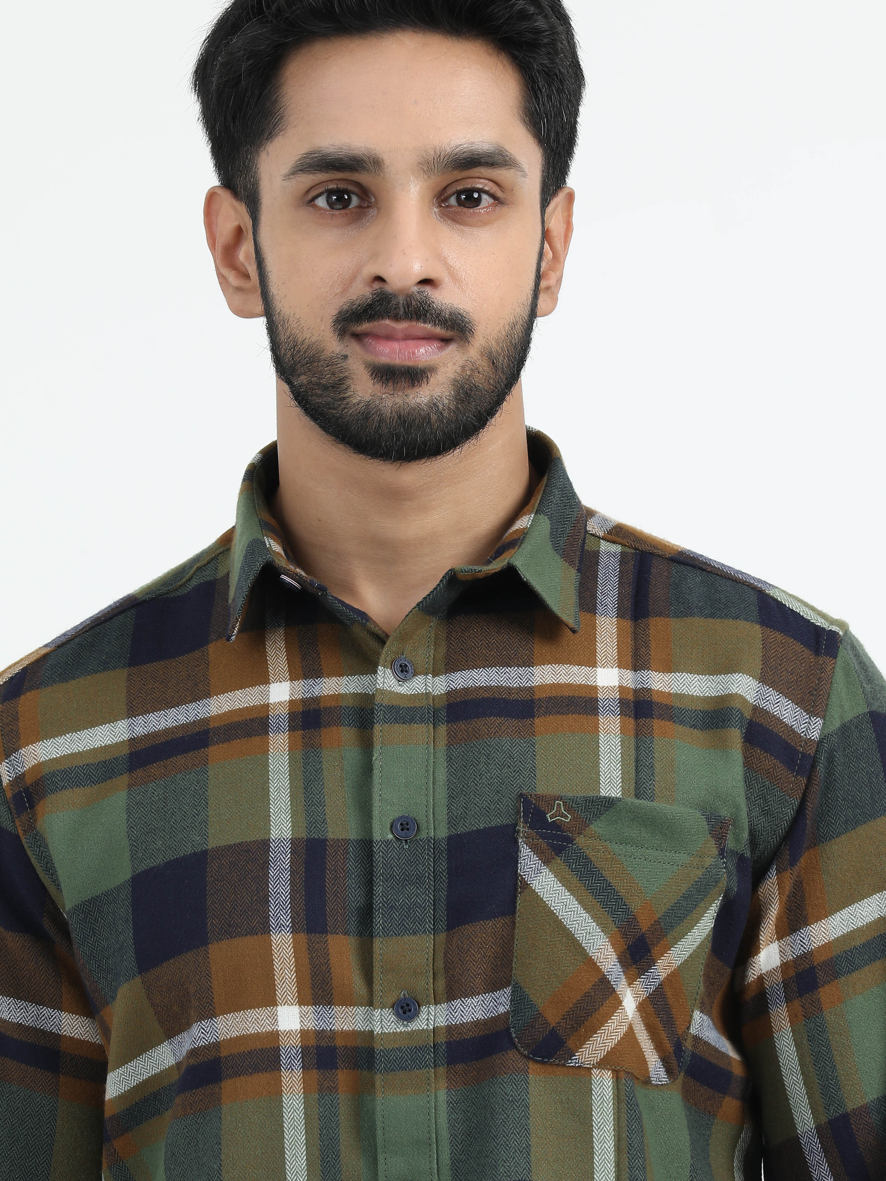 MEN'S GREEN CHECKS SLIM FIT SHIRT
