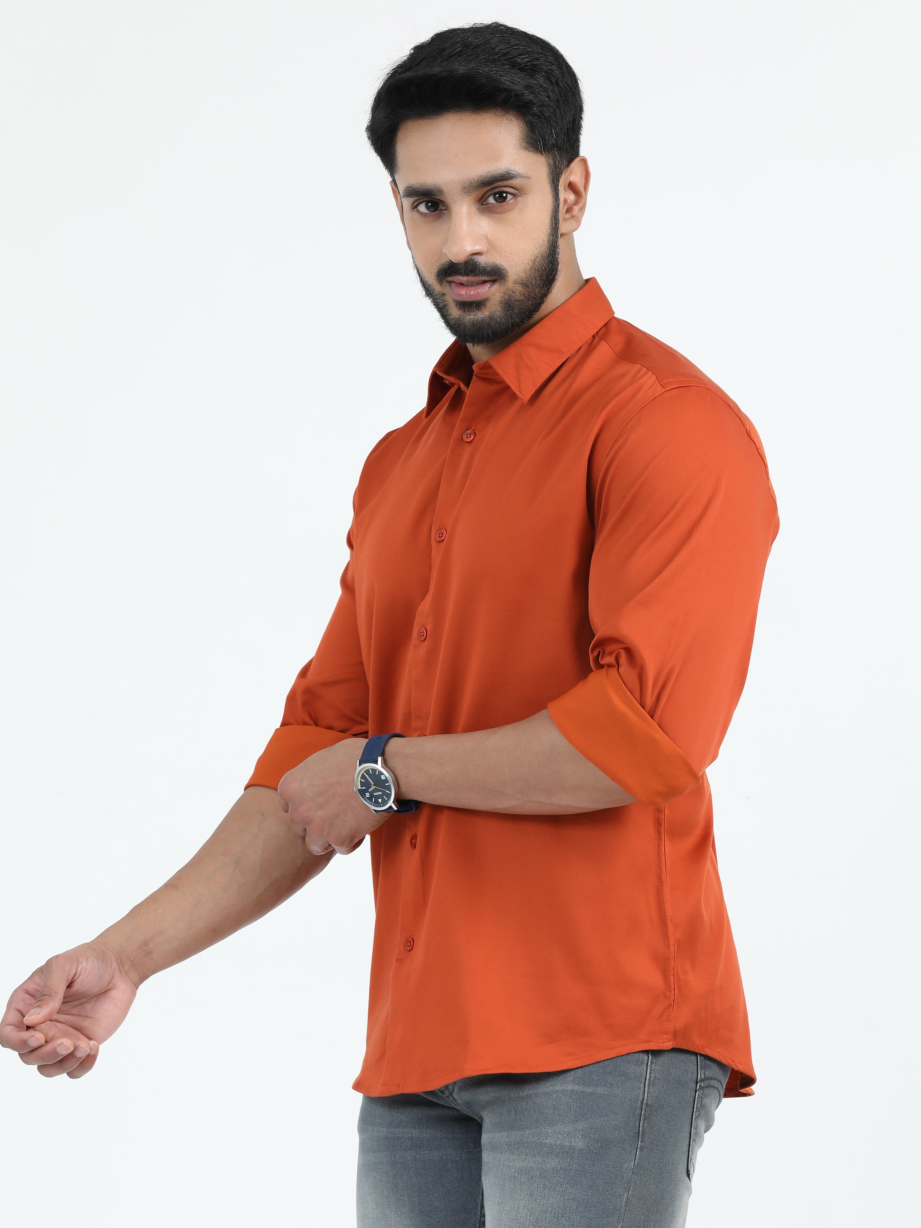 MEN'S RUST SOLID SLIM FIT SHIRT