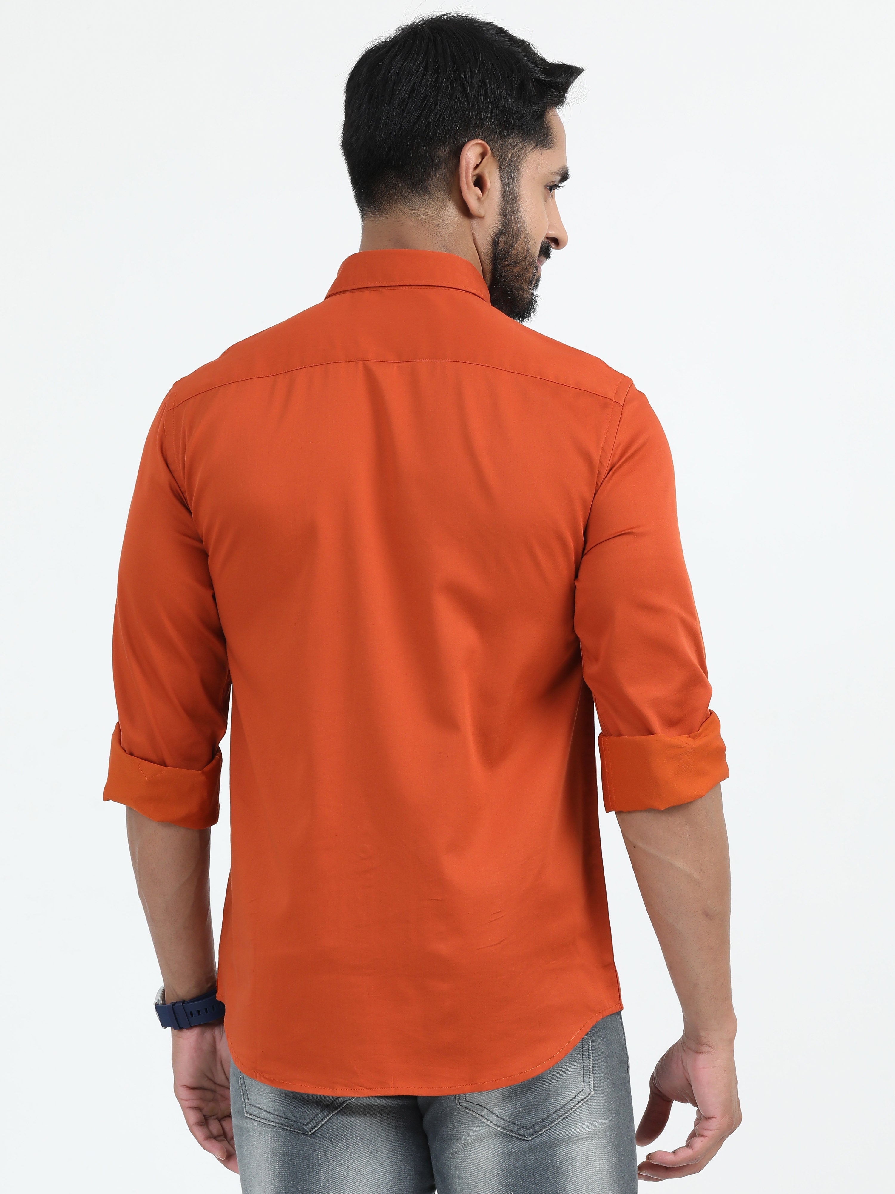 MEN'S RUST SOLID SLIM FIT SHIRT