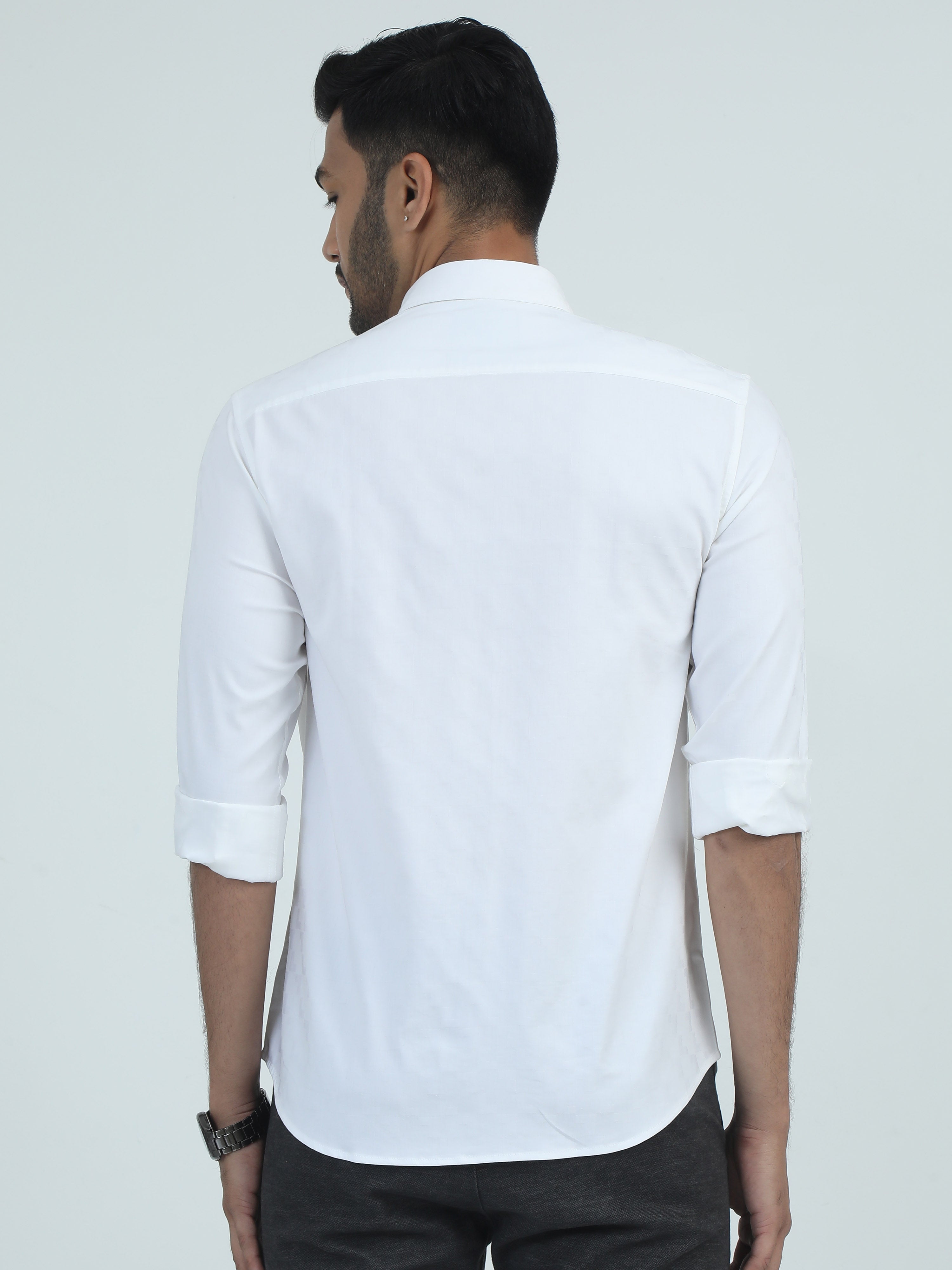 MEN'S WHITE PLAIN SLIM FIT SHIRT