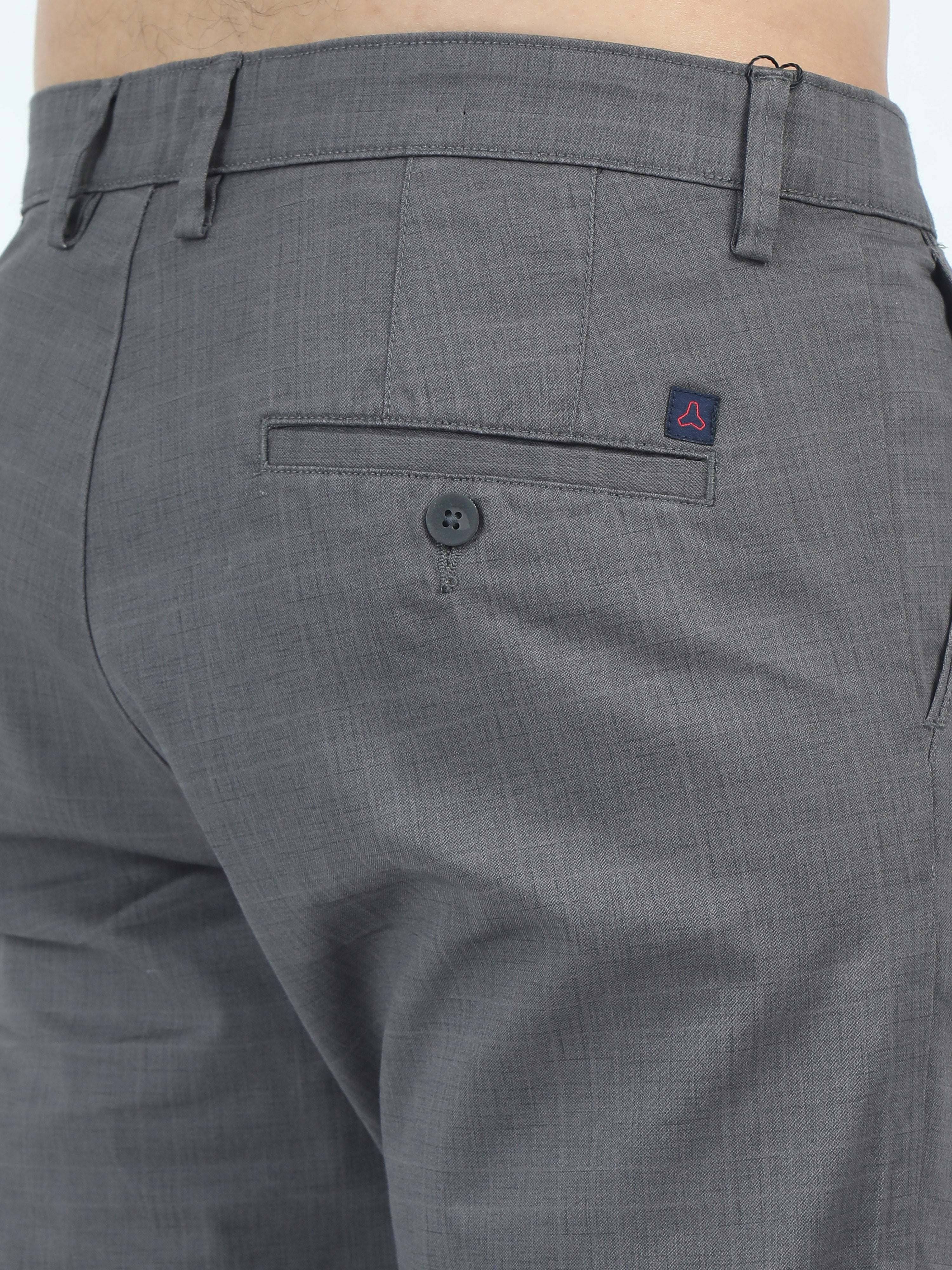 MEN'S EL.GREY SOLID SLIM FIT TROUSER