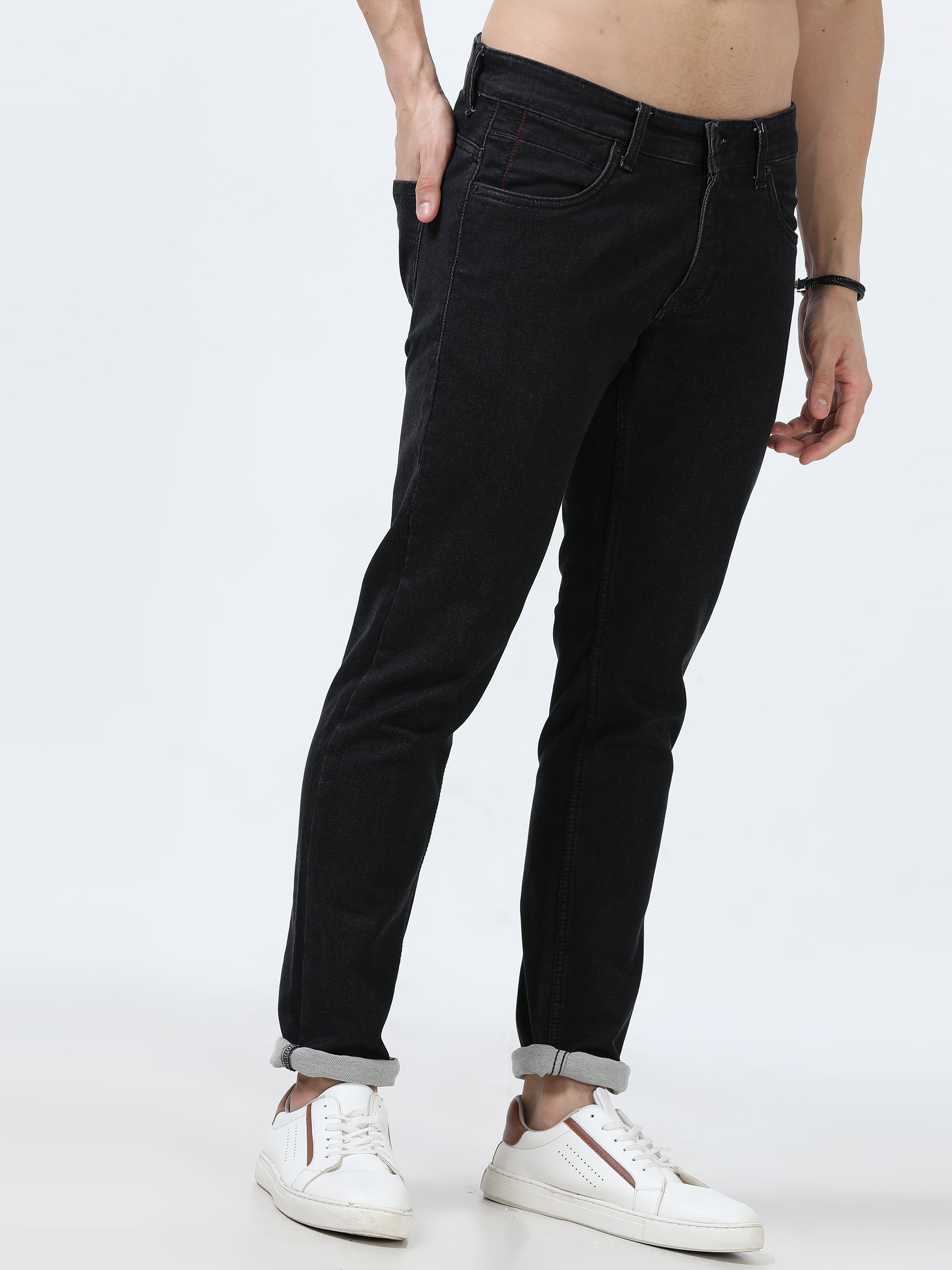 MEN'S BLACK SOLID SLIM FIT JEANS
