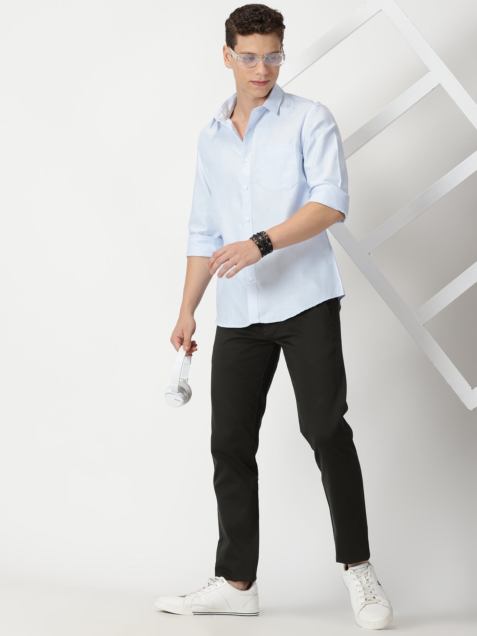 MEN'S BLUE PLAIN SLIM FIT SHIRT