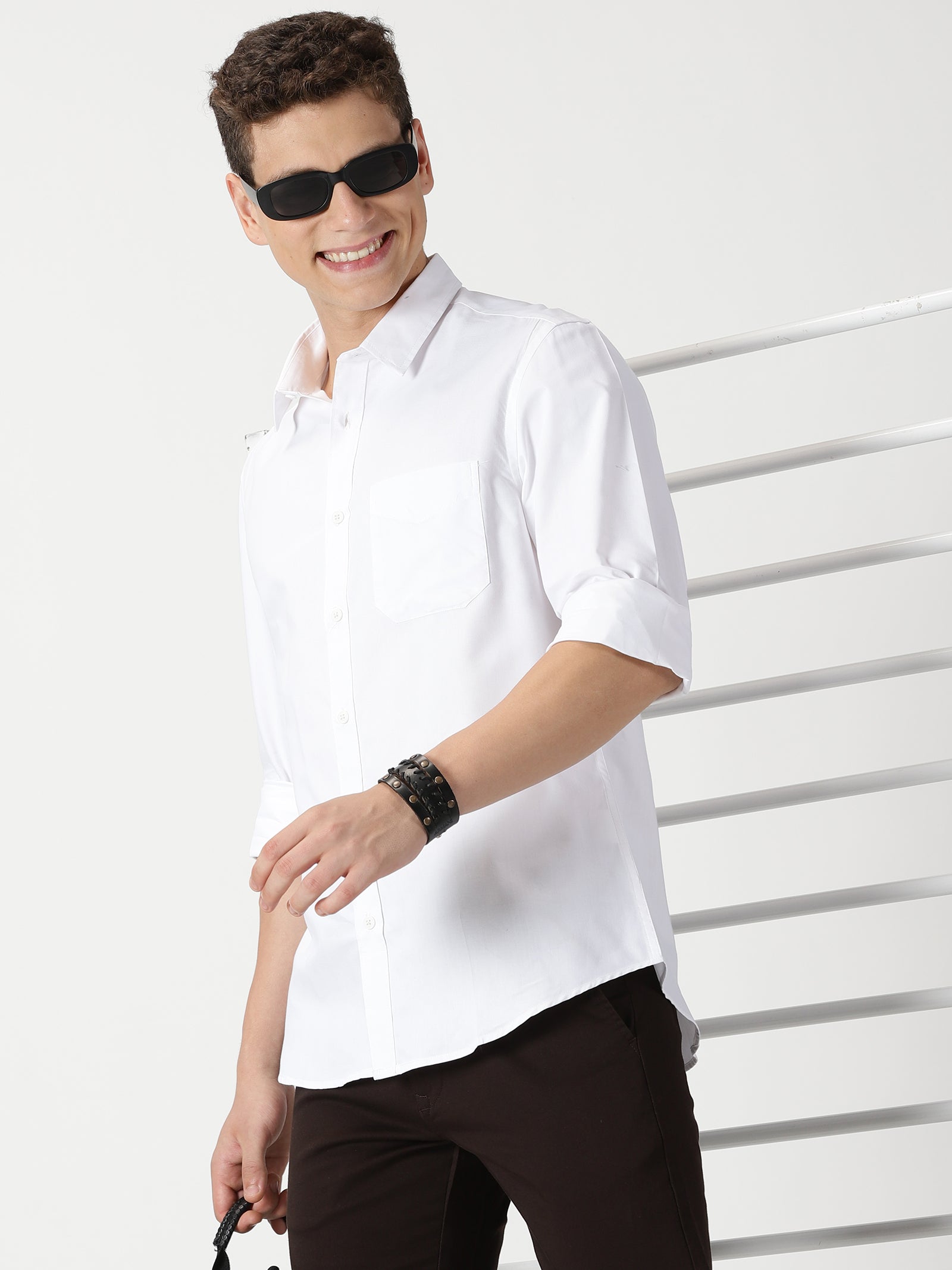 MEN'S WHITE PLAIN SLIM FIT SHIRT