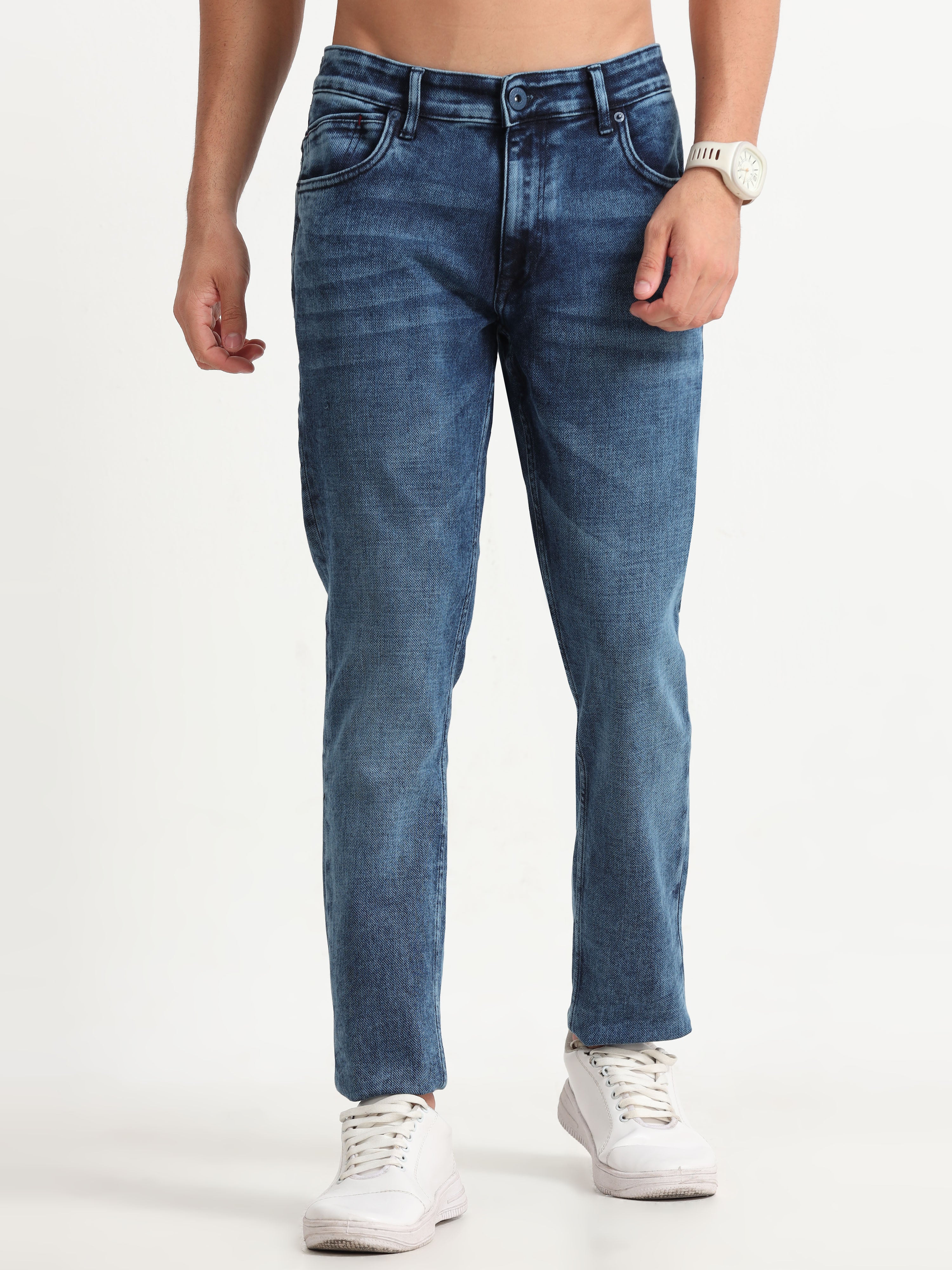 MEN'S NAVY SOLID SLIM FIT JEANS