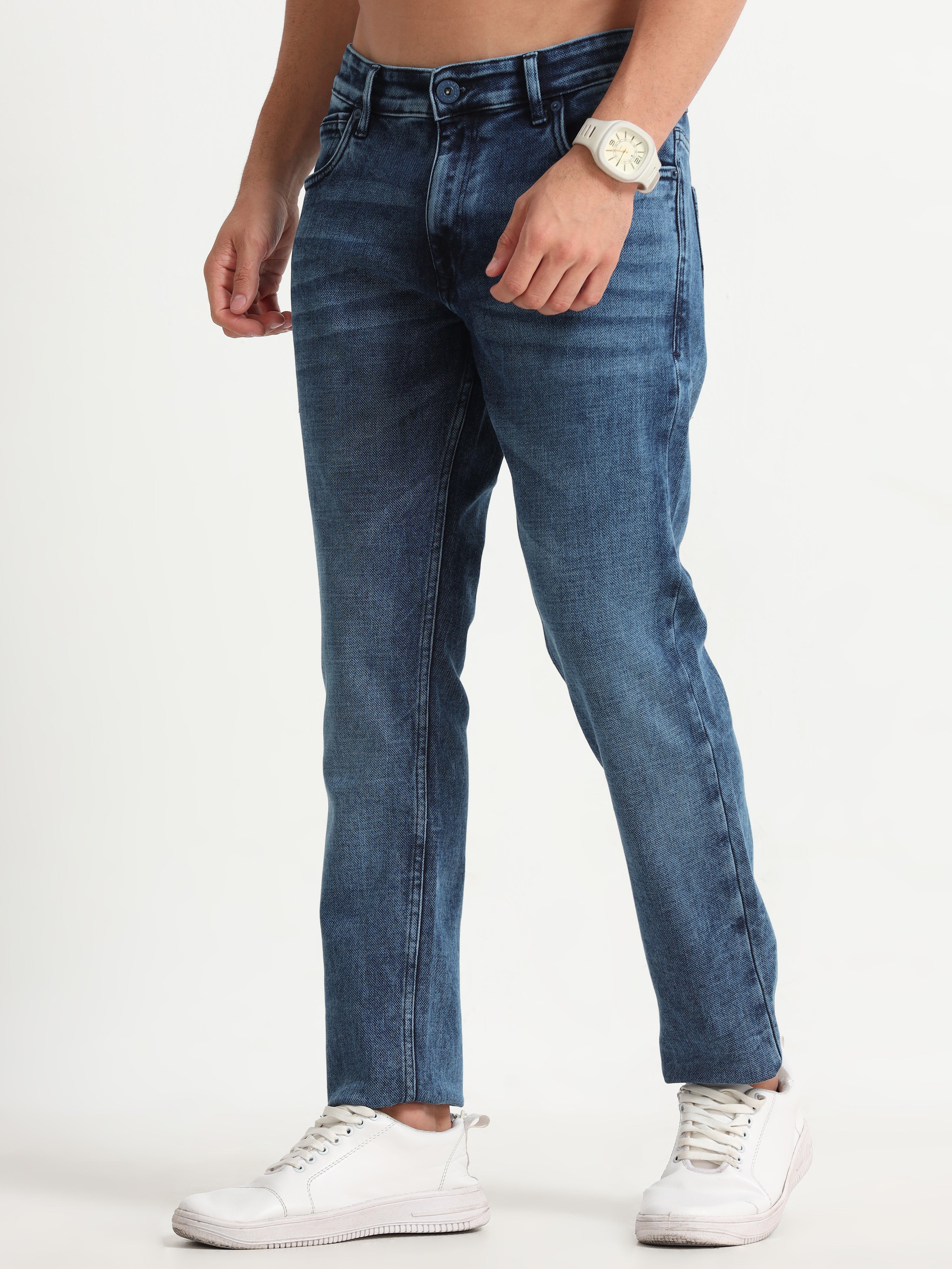 MEN'S NAVY SOLID SLIM FIT JEANS