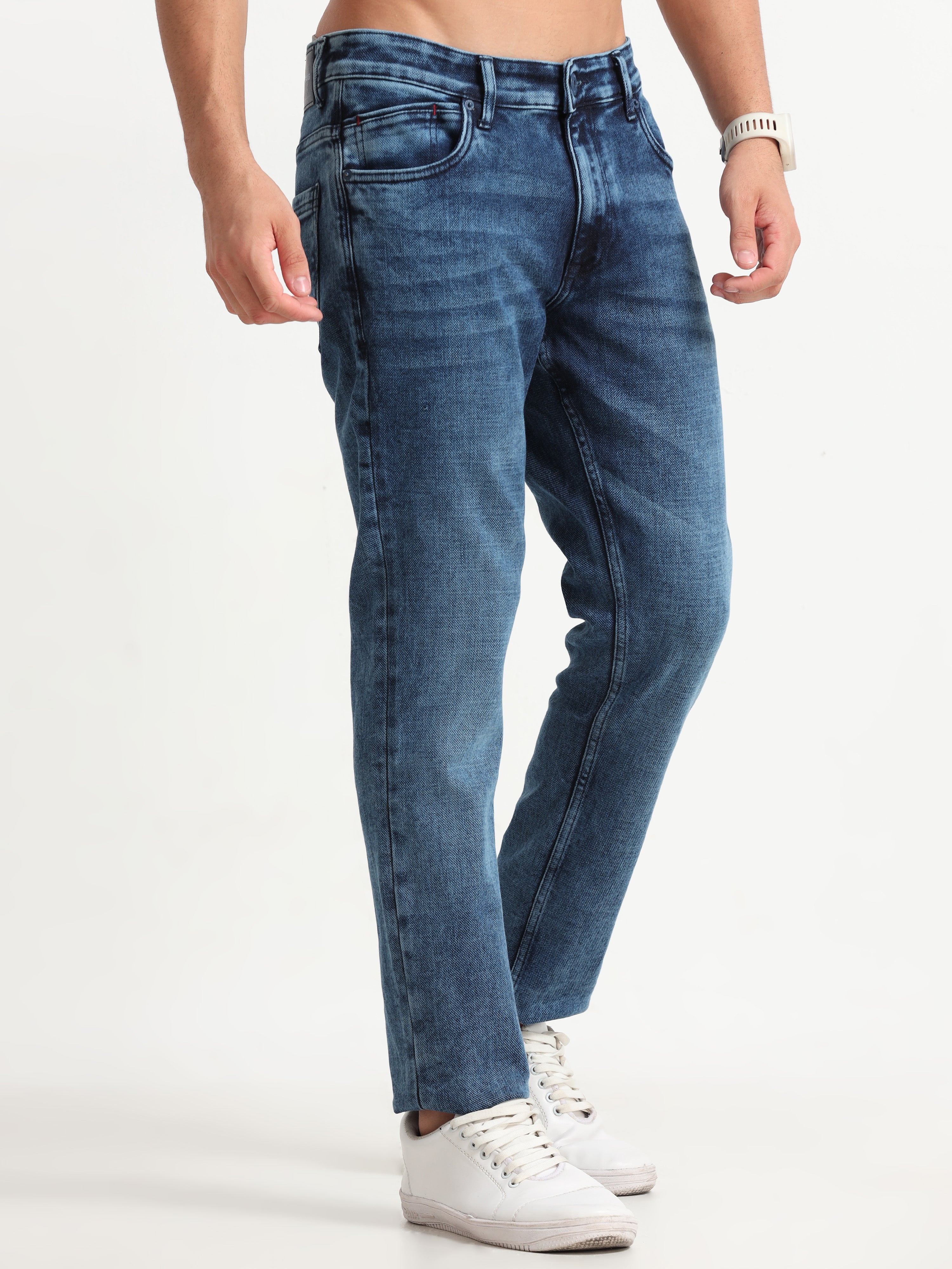 MEN'S NAVY SOLID SLIM FIT JEANS