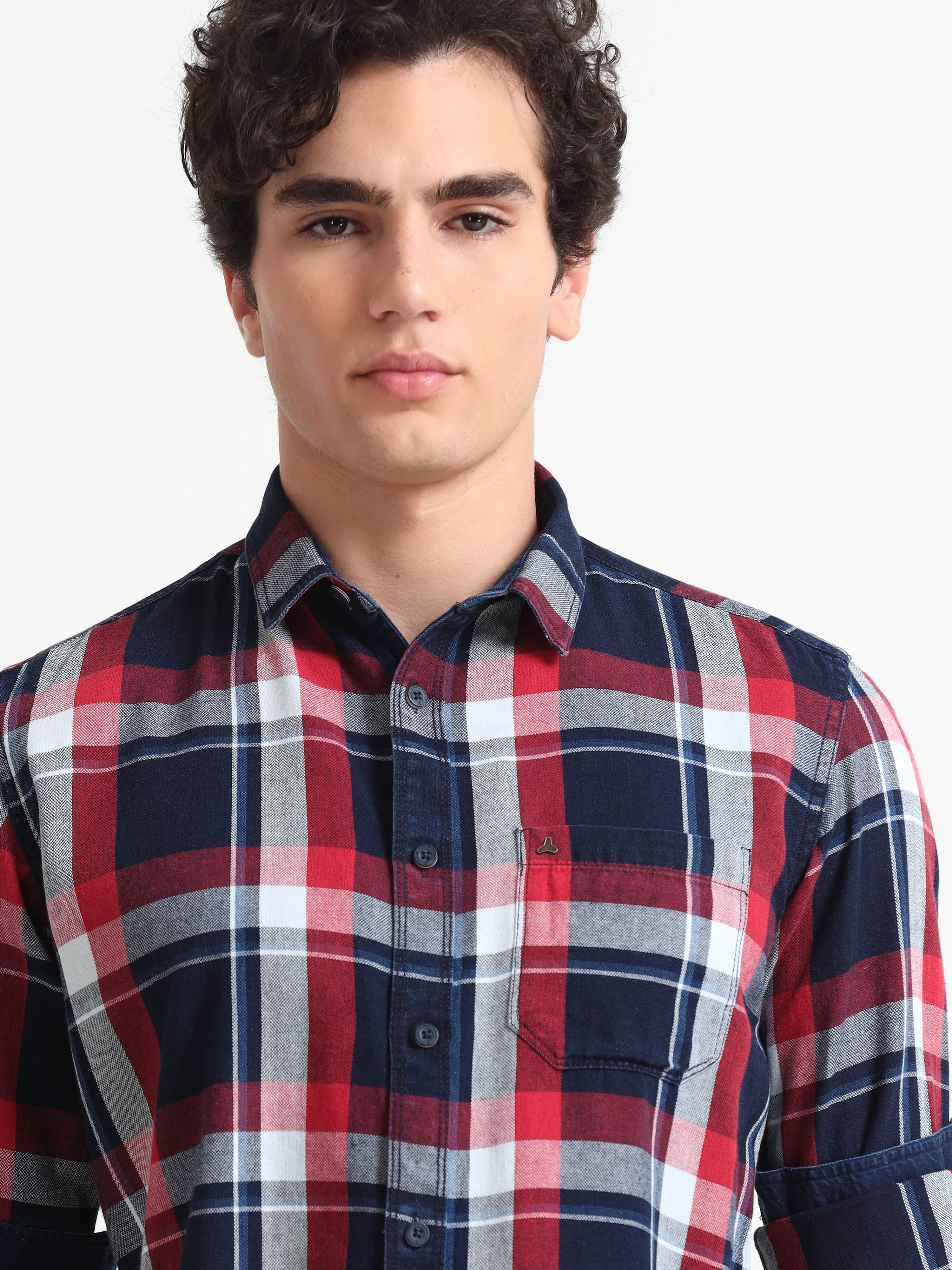 MEN'S RED CHECKS SLIM FIT SHIRT