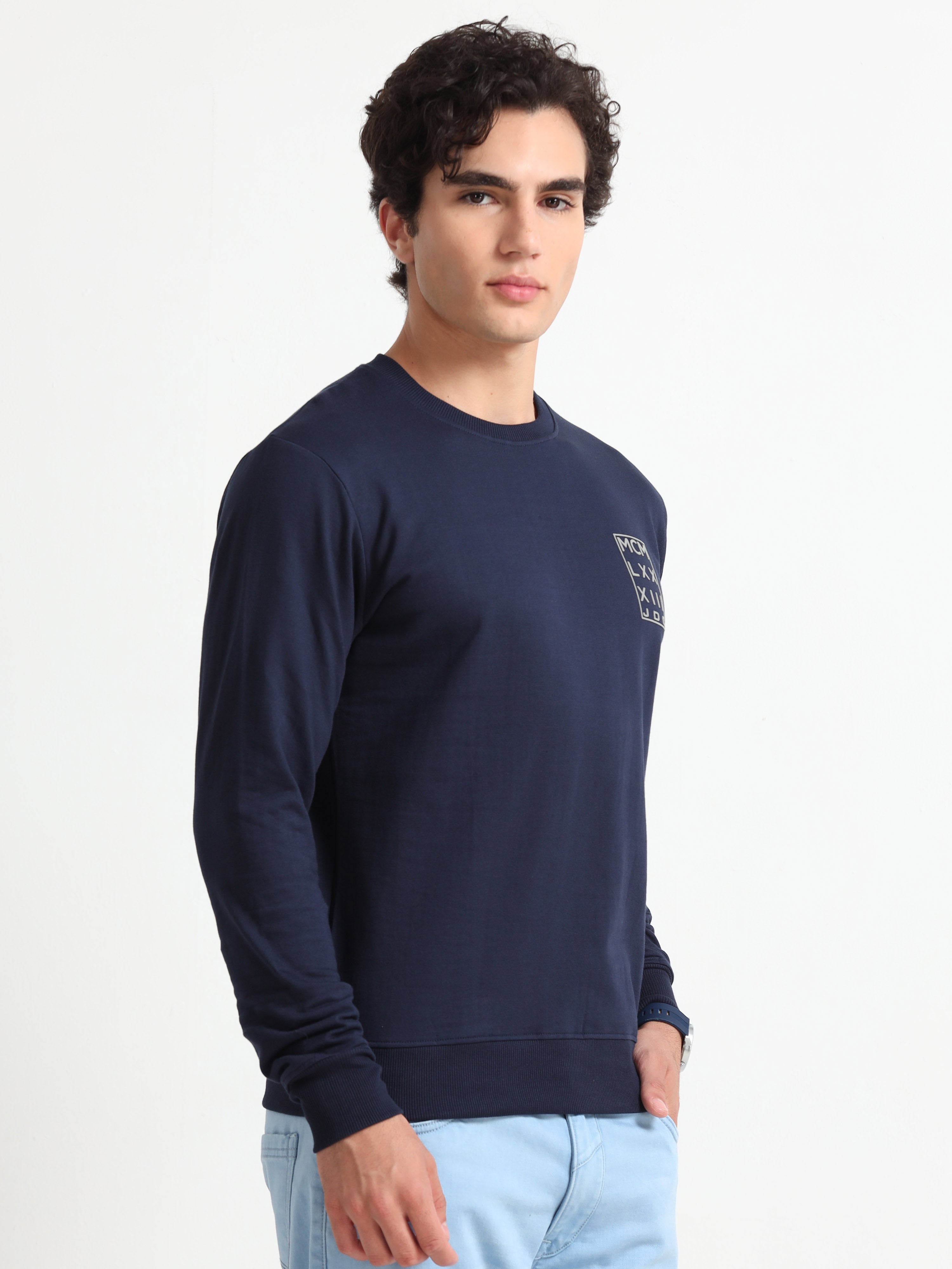 MEN'S NAVY SLIM FIT SWEAT SHIRT