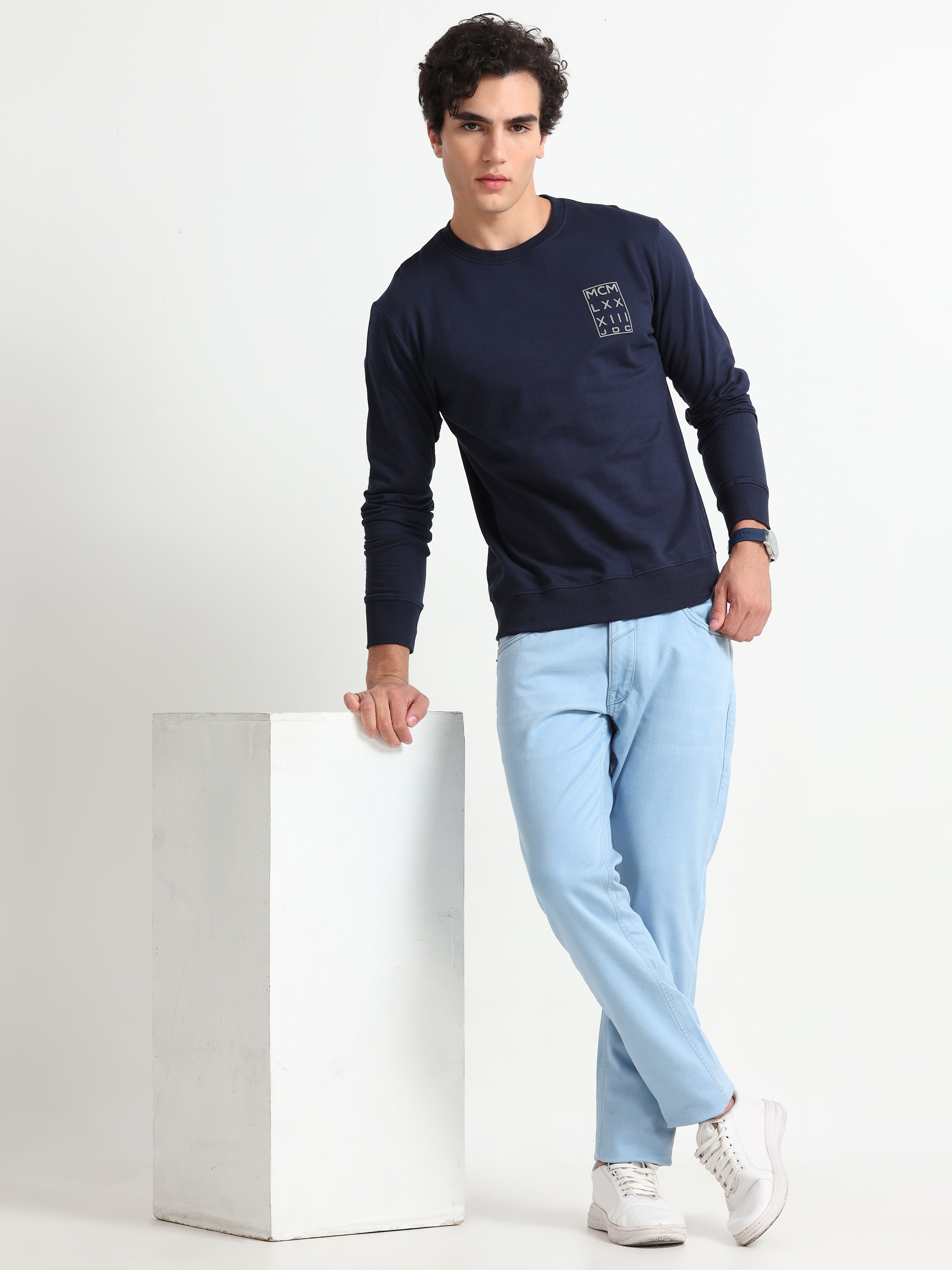MEN'S NAVY SLIM FIT SWEAT SHIRT