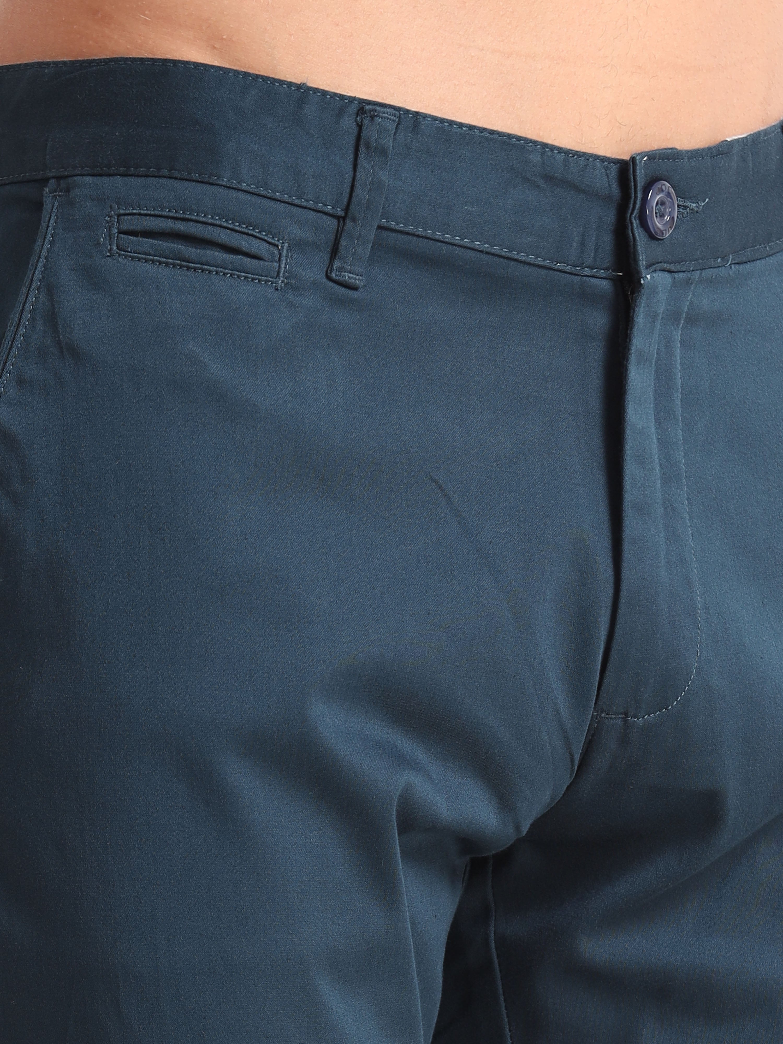 MEN'S P.GREEN SOLID SLIM FIT TROUSER