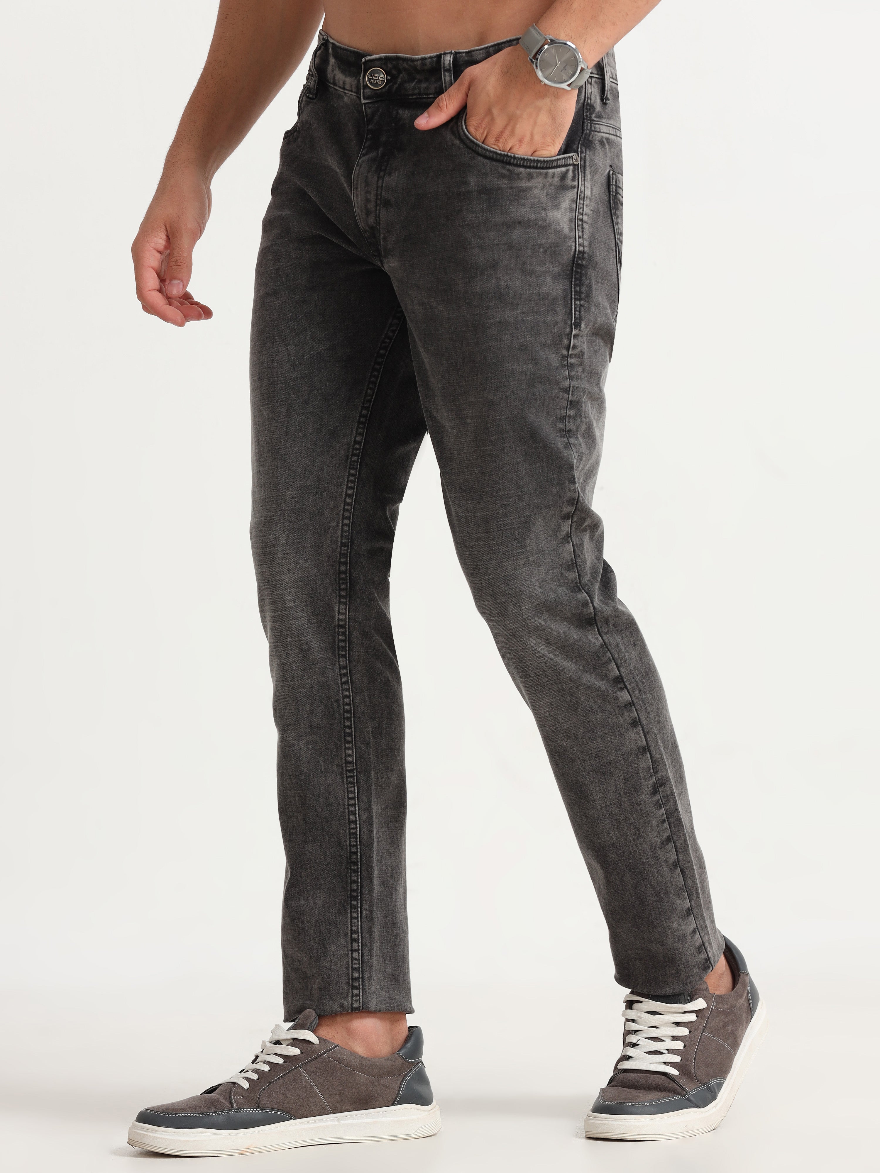 MEN'S BROWN SOLID SLIM FIT JEANS