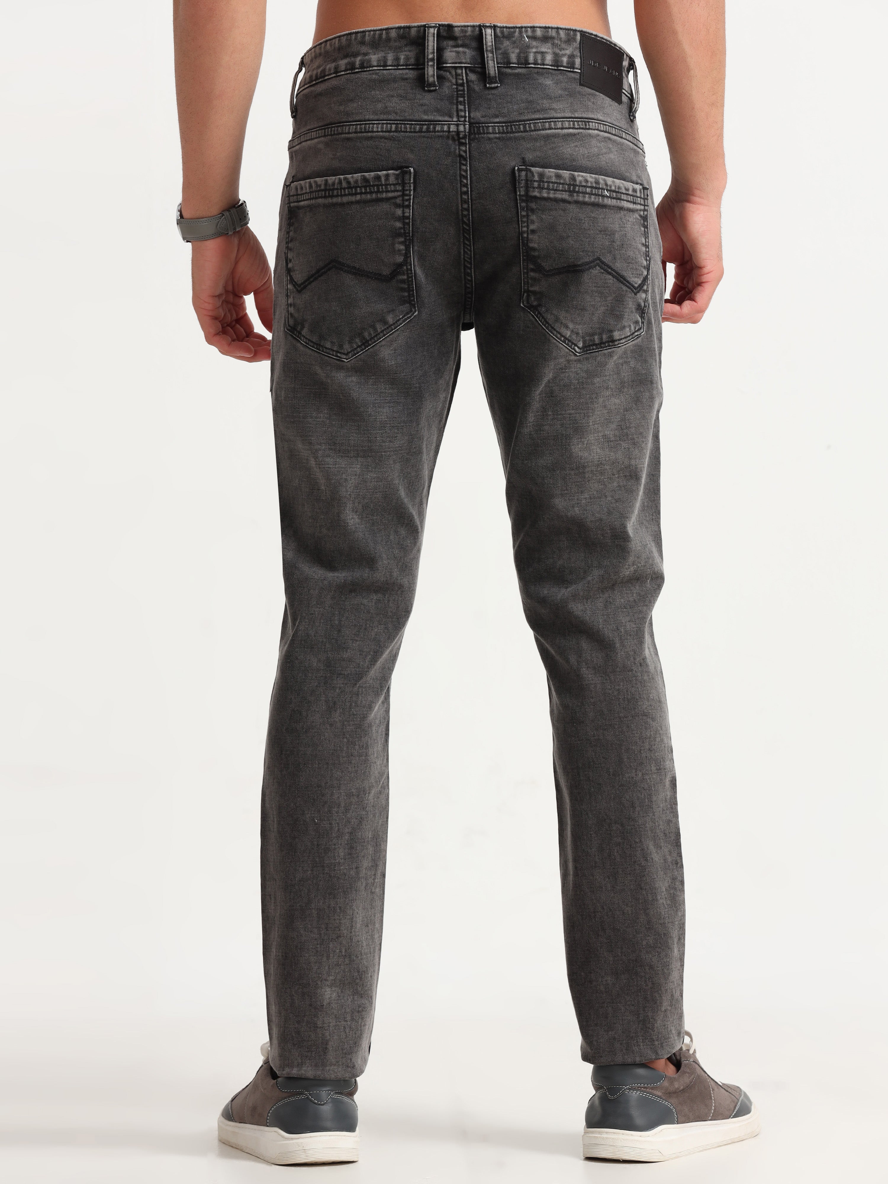MEN'S BROWN SOLID SLIM FIT JEANS