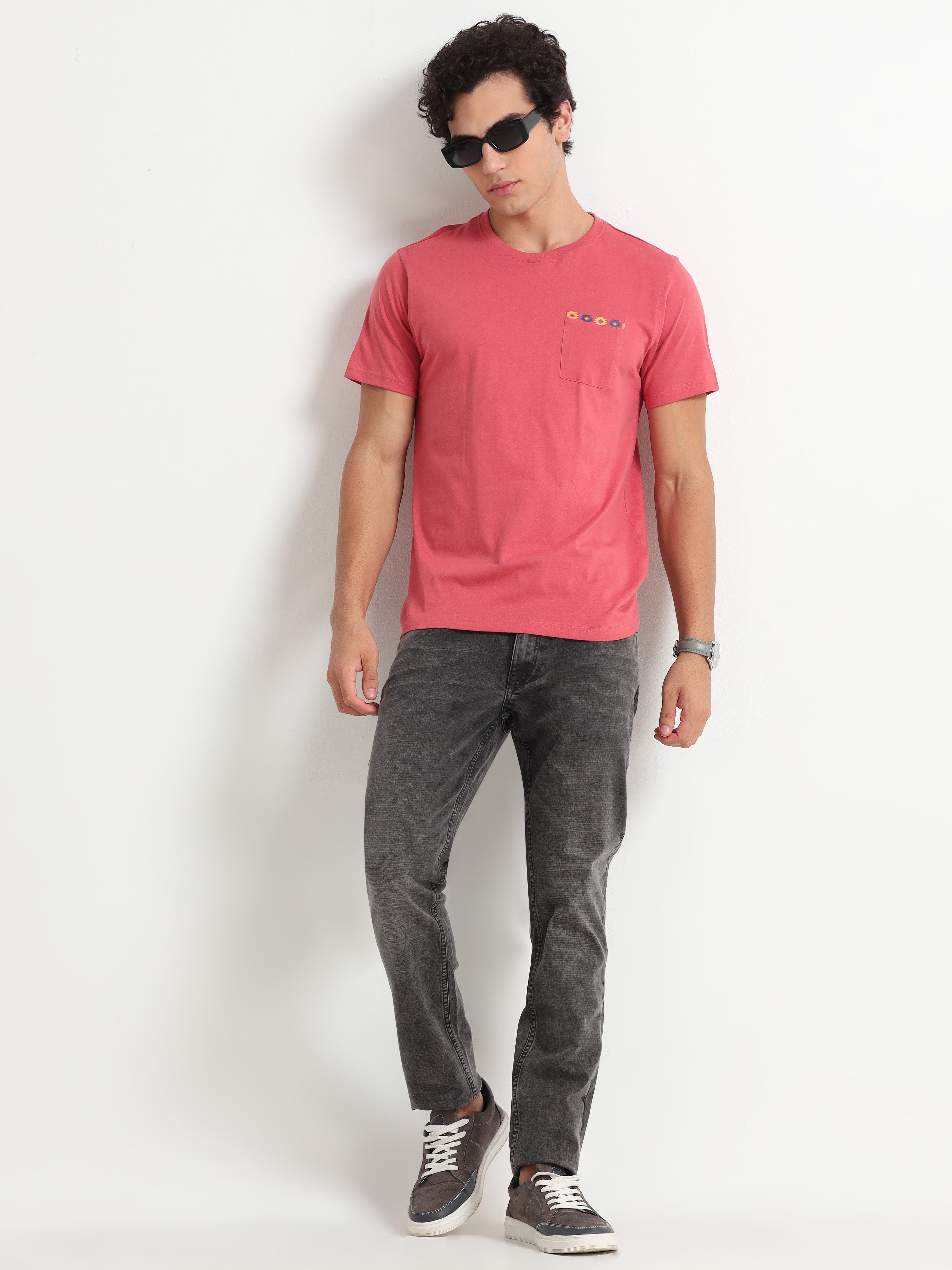 MEN'S BROWN SOLID SLIM FIT JEANS