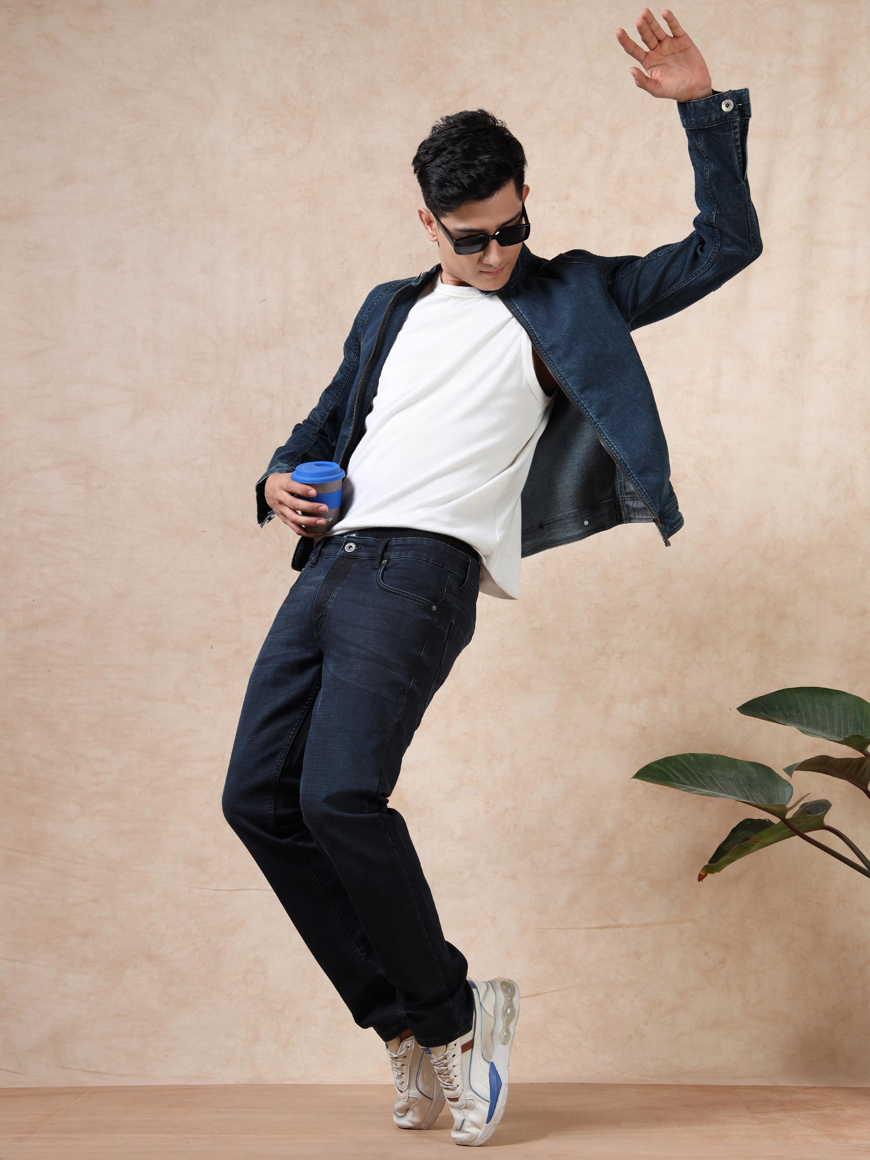 MEN'S BLACK SOLID SLIM FIT JEANS