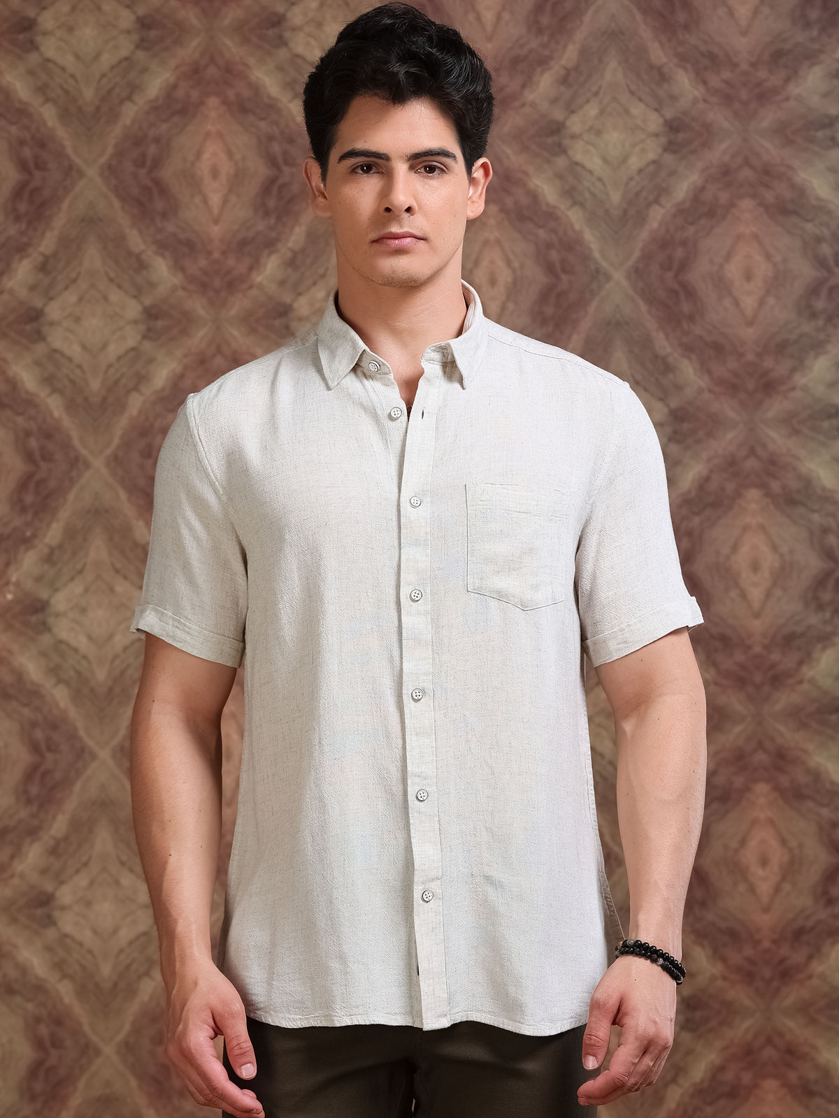 MEN'S NATURAL SOLID SLIM FIT SHIRT