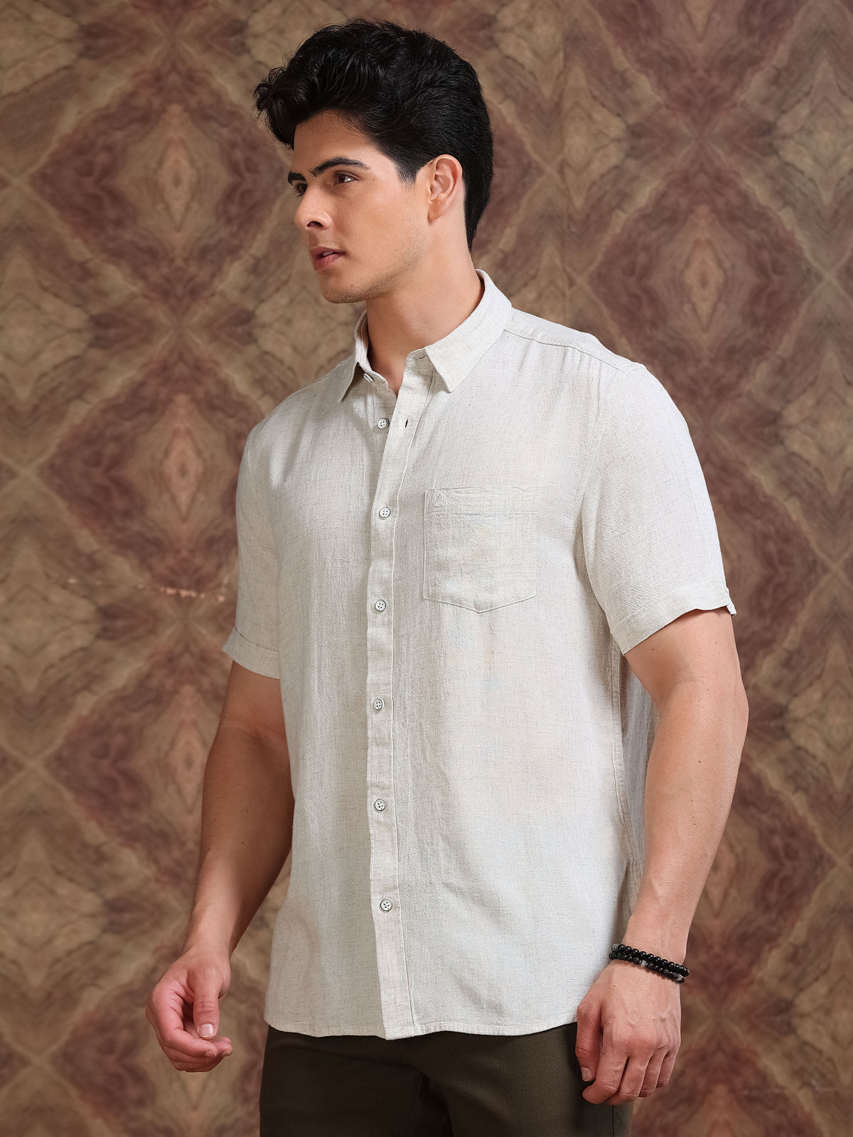 MEN'S NATURAL SOLID SLIM FIT SHIRT