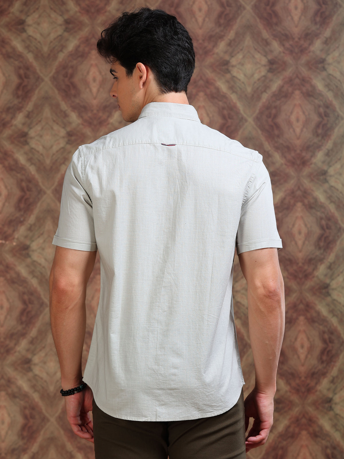 MEN'S LT.GREY SOLID SLIM FIT SHIRT