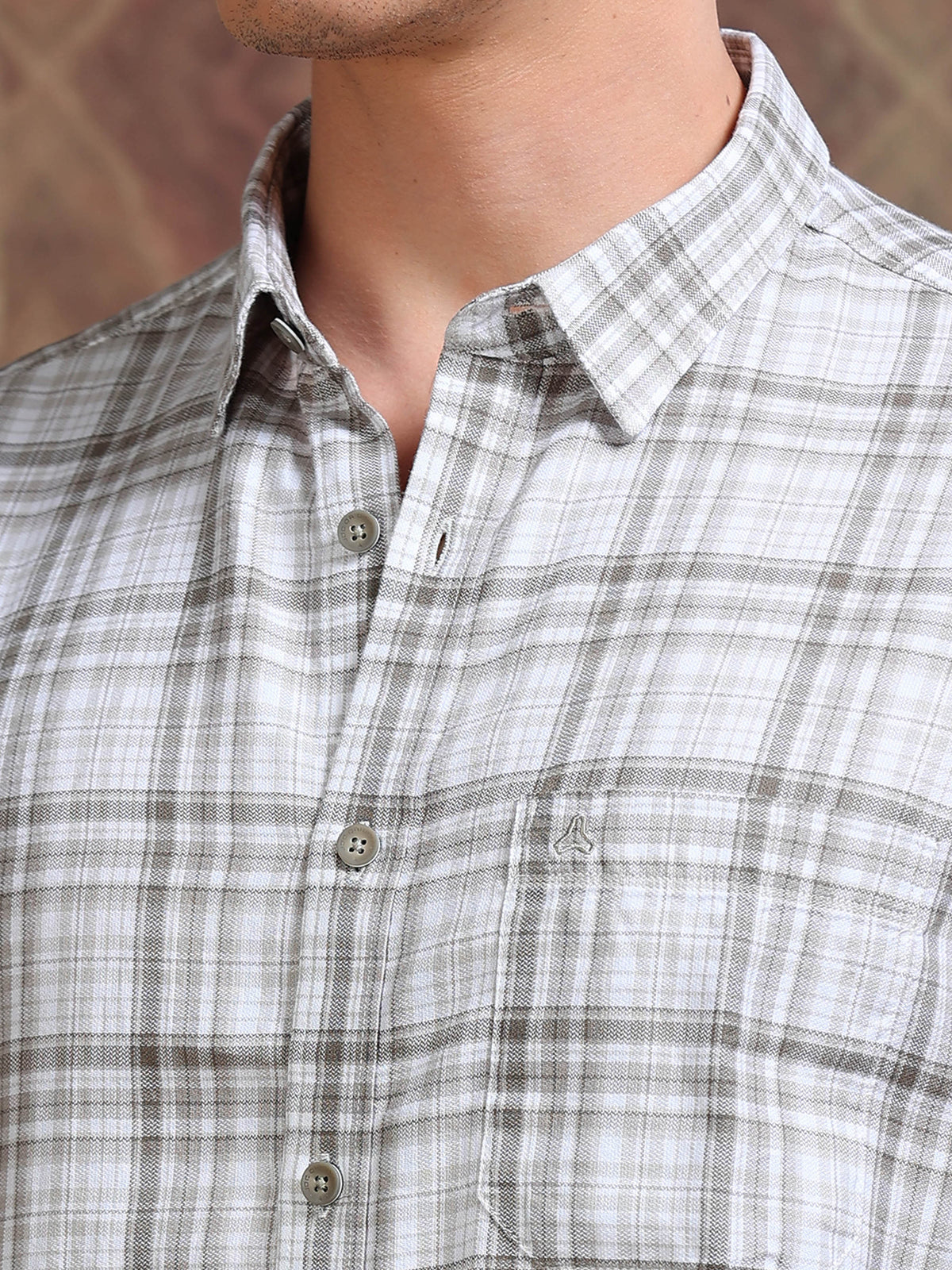 MEN'S DK.GREY CHECKS SLIM FIT SHIRT