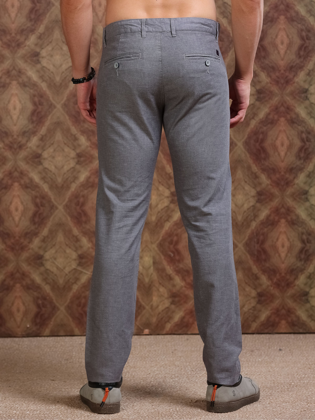 MEN'S LT.GREY SOLID SLIM FIT TROUSER
