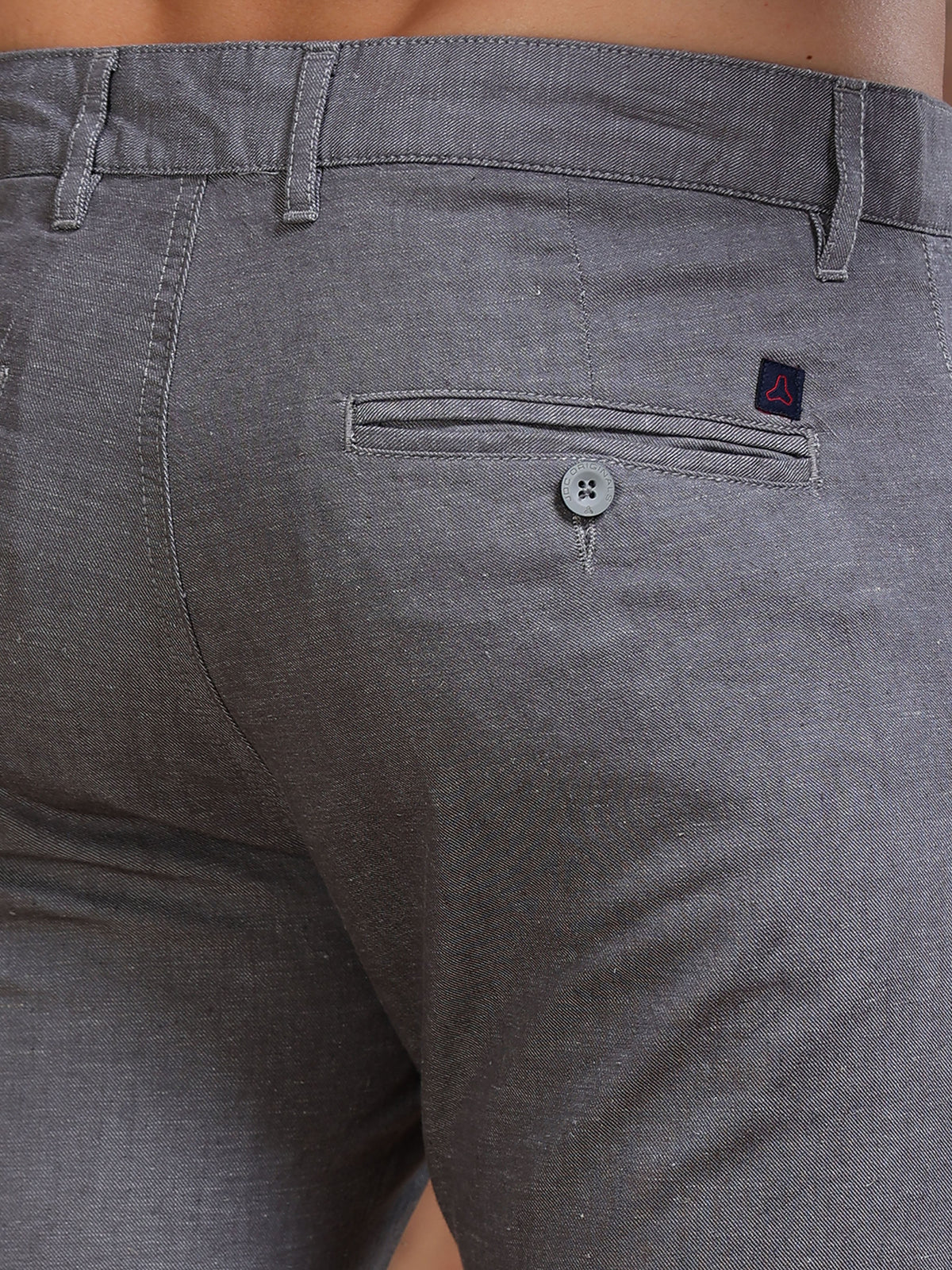 MEN'S LT.GREY SOLID SLIM FIT TROUSER