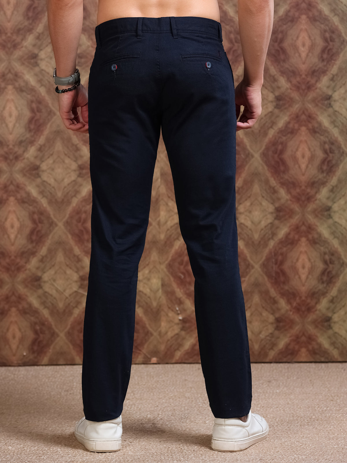 MEN'S NAVY SOLID SLIM FIT TROUSER