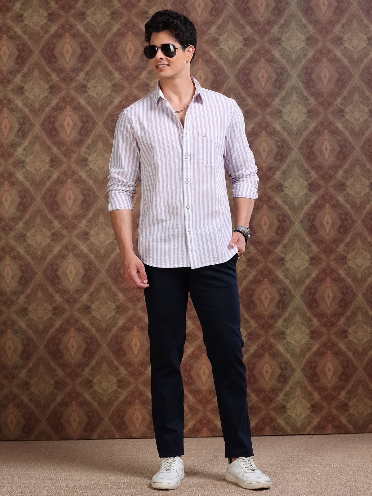 MEN'S NAVY SOLID SLIM FIT TROUSER