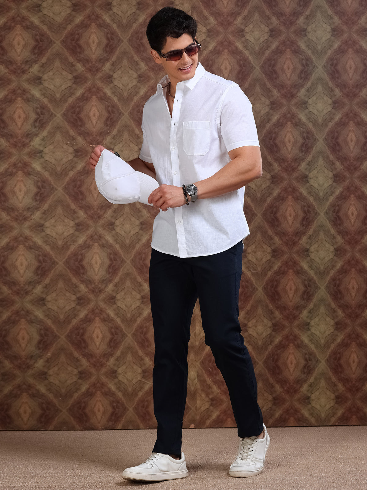 MEN'S WHITE SOLID SLIM FIT SHIRT