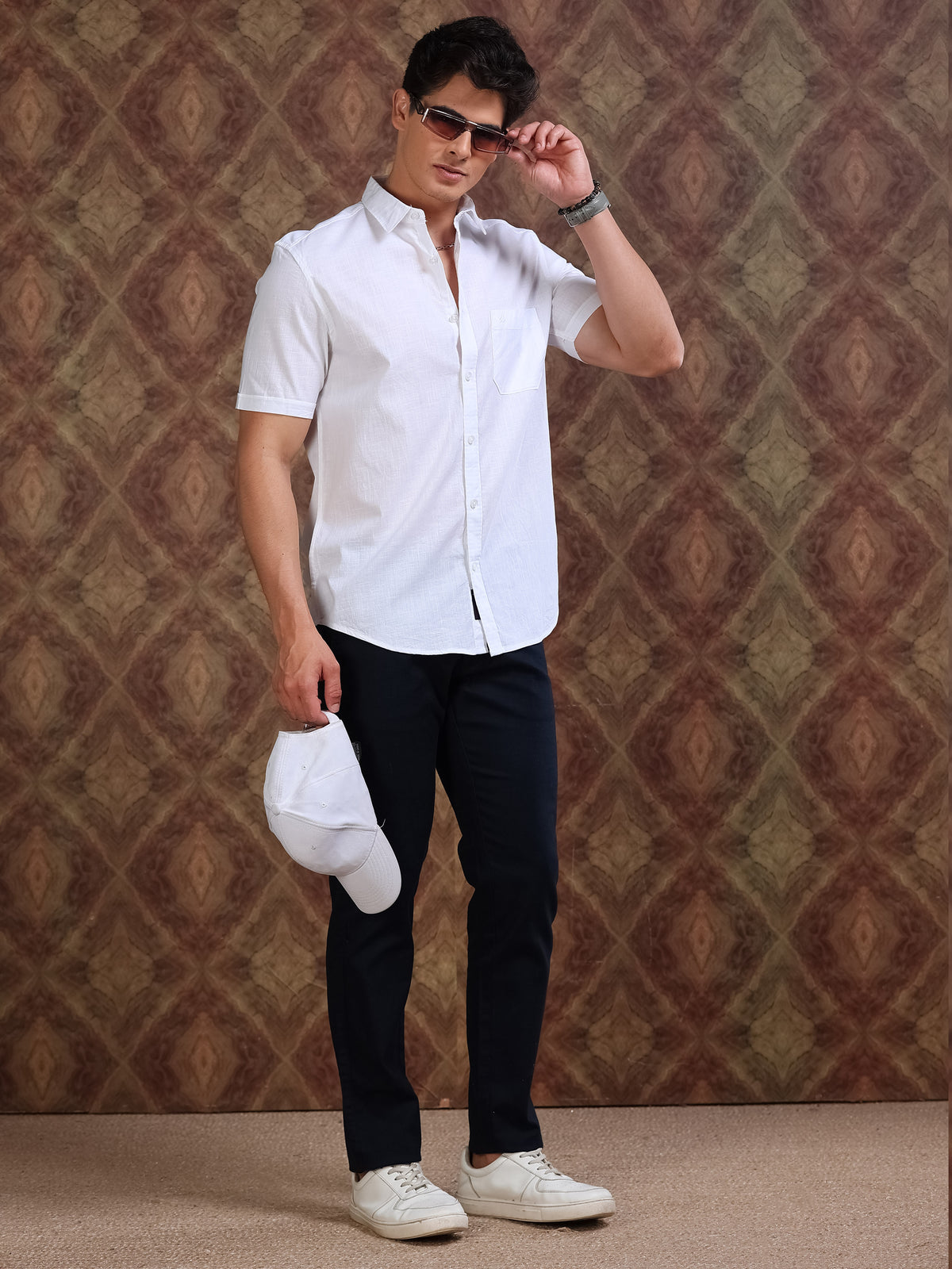 MEN'S WHITE SOLID SLIM FIT SHIRT