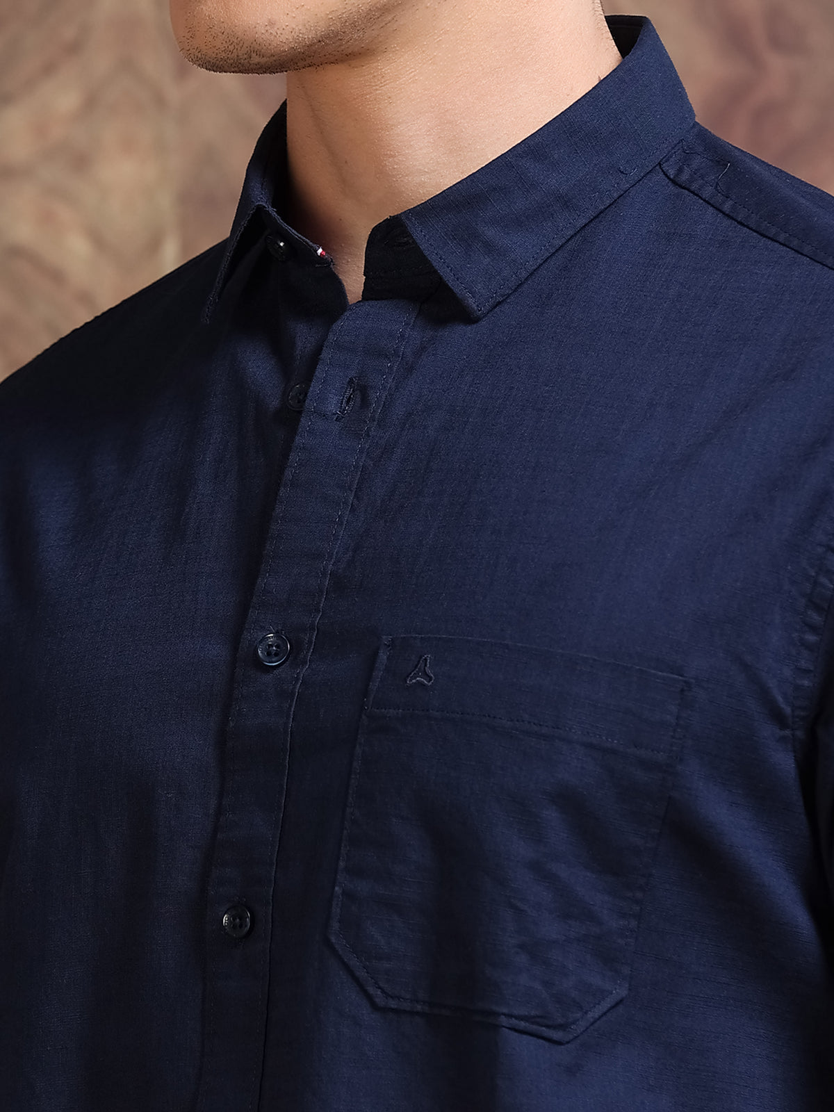 MEN'S NAVY SOLID SLIM FIT SHIRT