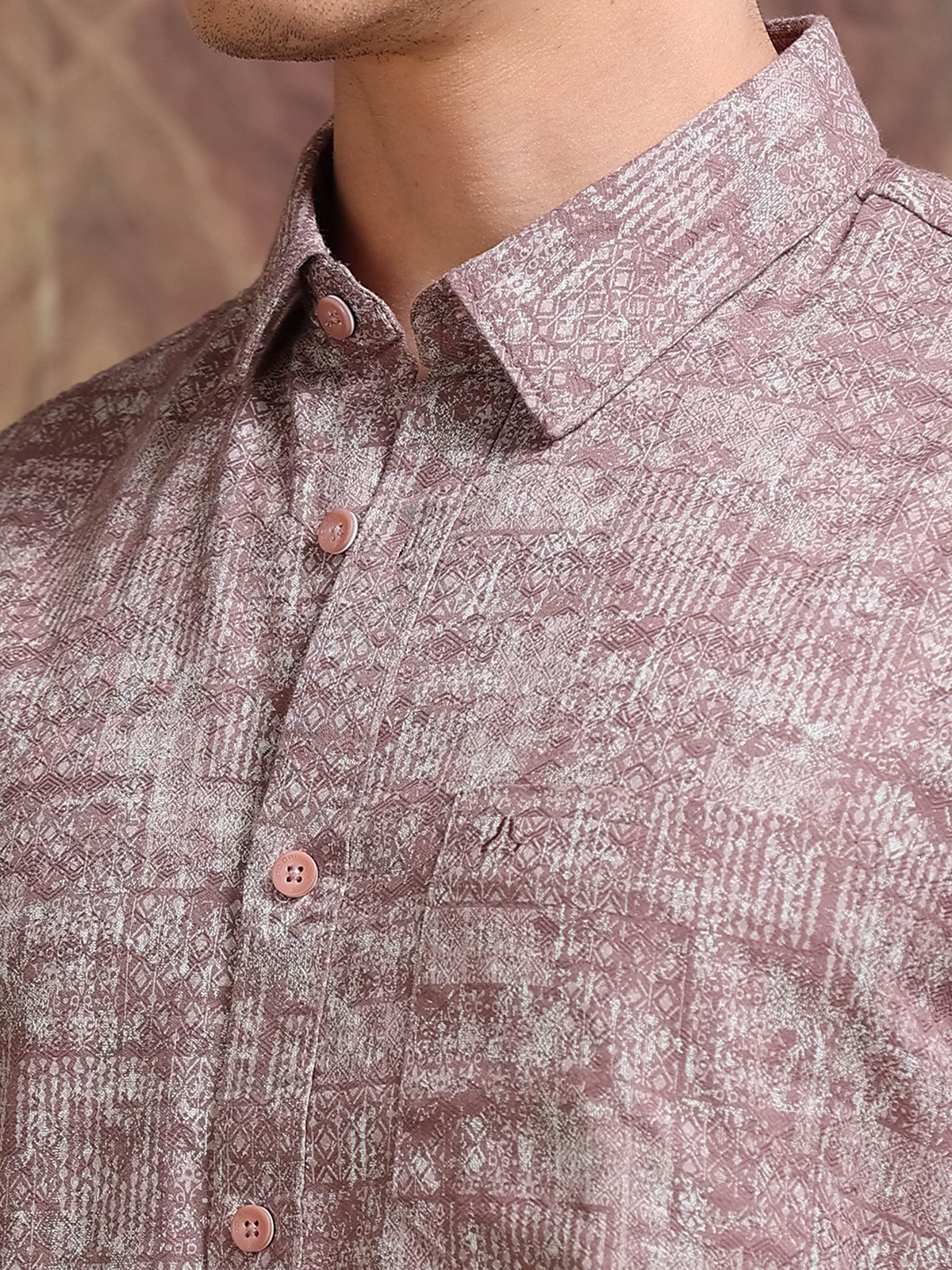 MEN'S BRICK DOBBY PRINT SLIM FIT SHIRT
