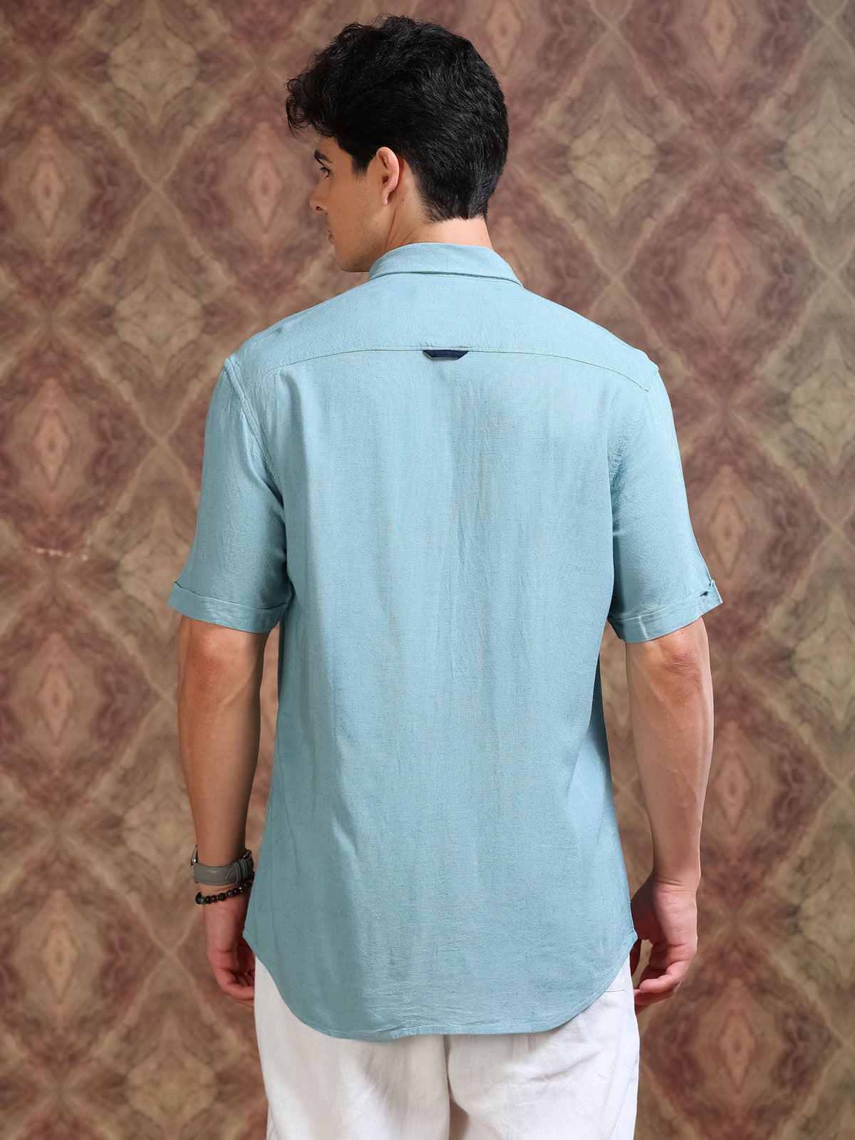 MEN'S TURKISH BLUE SOLID SLIM FIT SHIRT