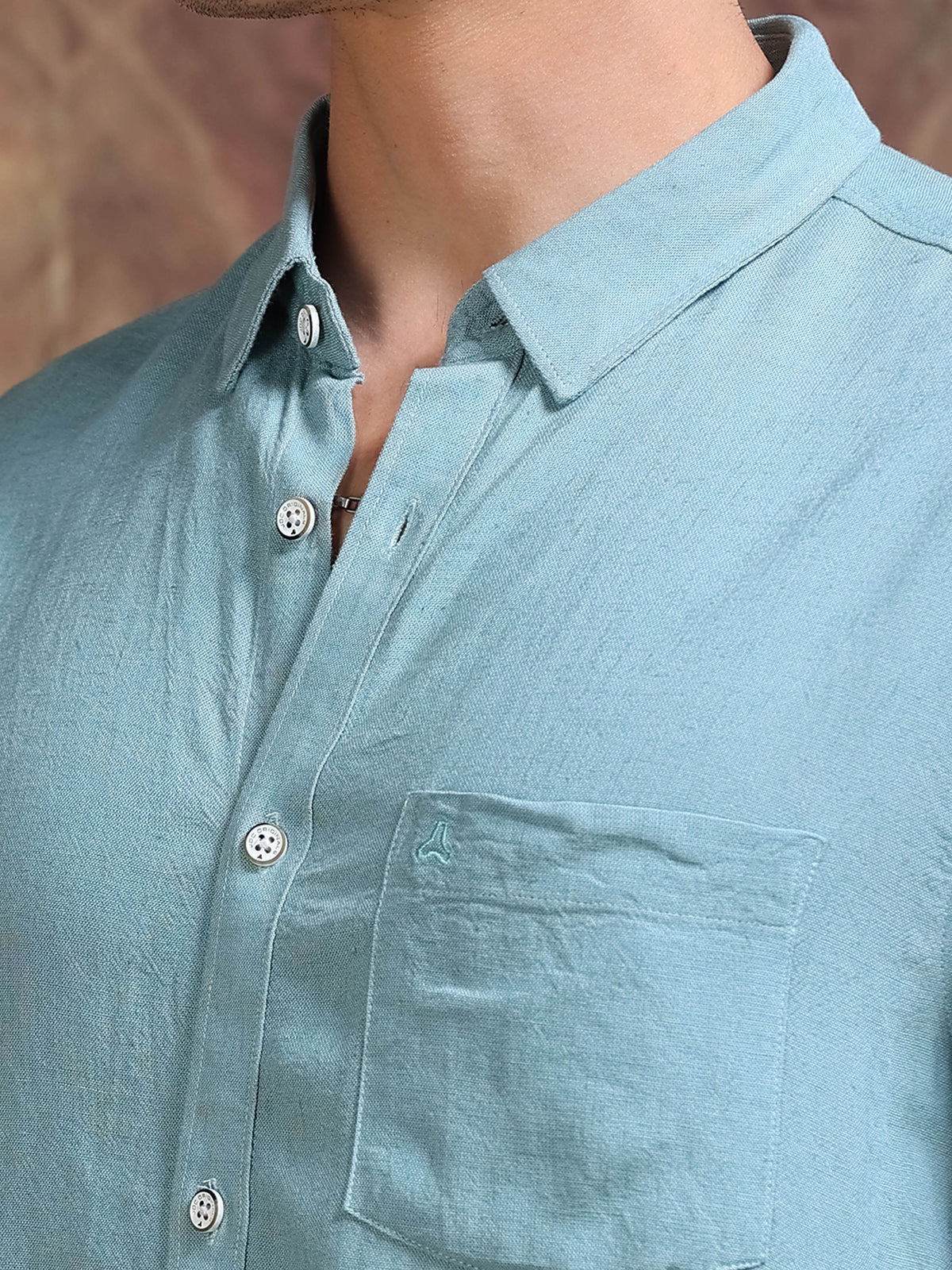 MEN'S TURKISH BLUE SOLID SLIM FIT SHIRT