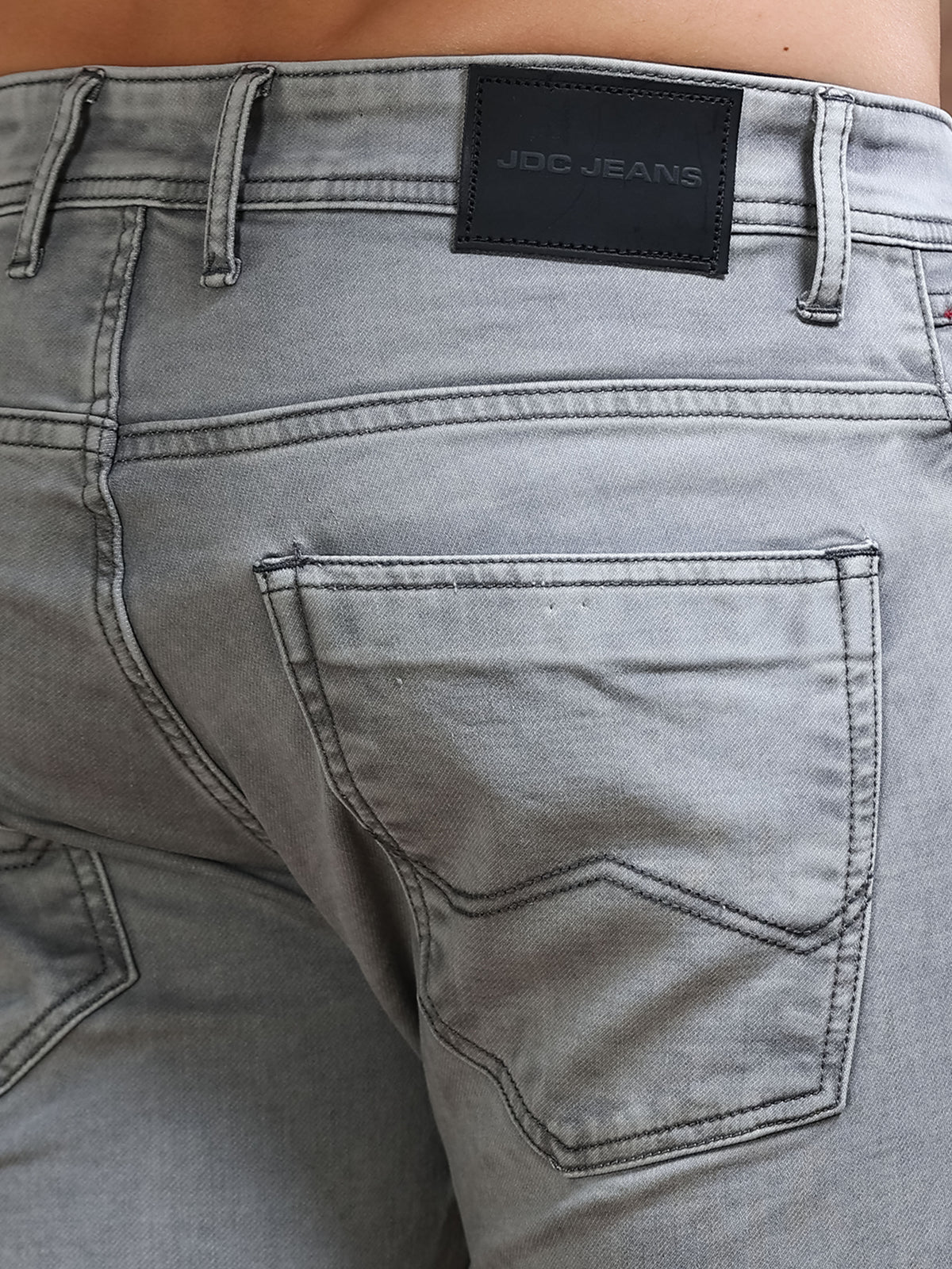 MEN'S GREY SOLID SLIM FIT JEANS