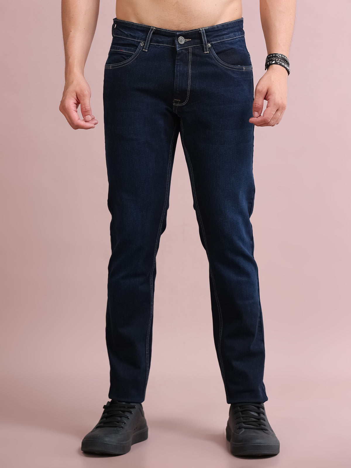 MEN'S DK.BLUE SOLID SLIM FIT JEANS