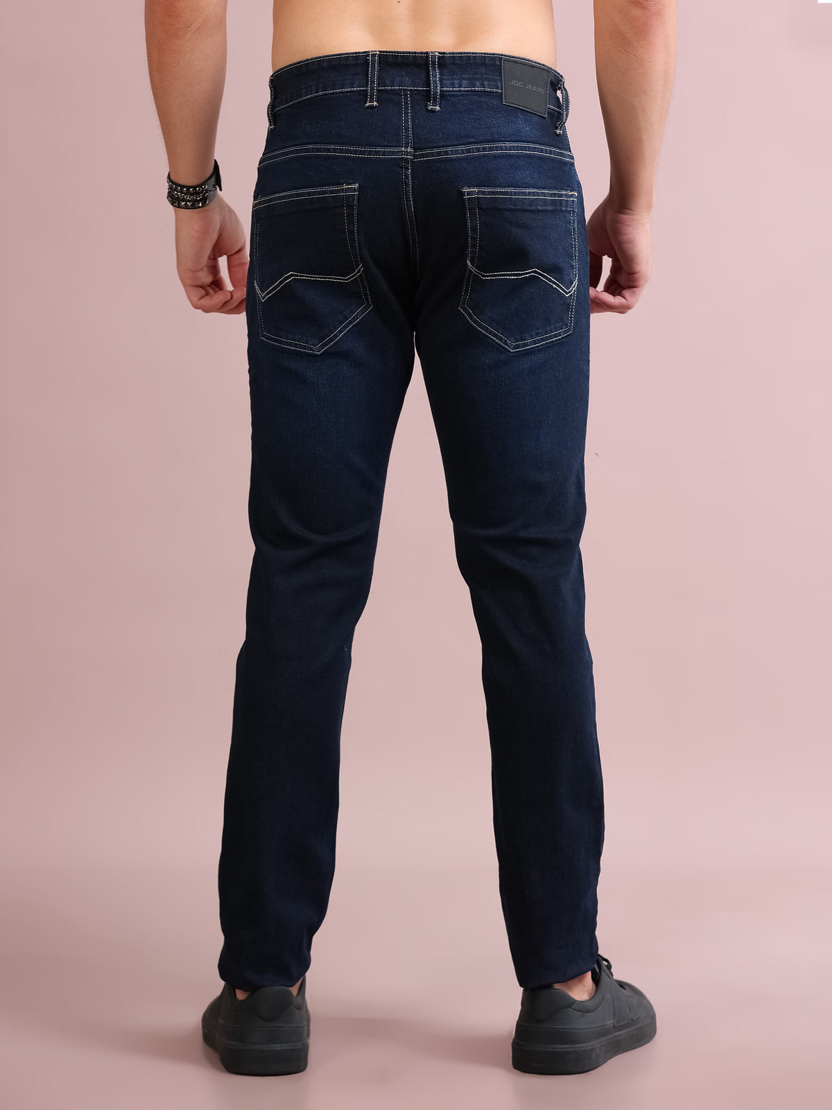 MEN'S DK.BLUE SOLID SLIM FIT JEANS