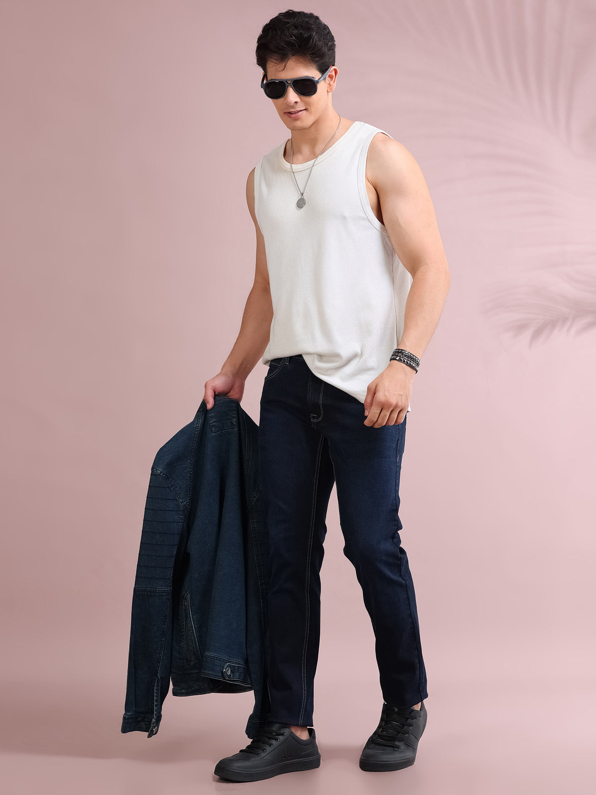 MEN'S DK.BLUE SOLID SLIM FIT JEANS