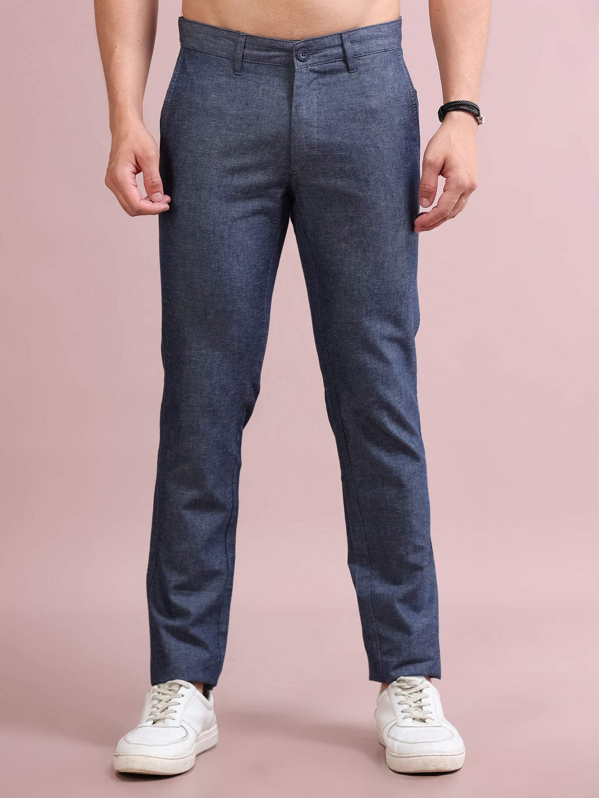MEN'S DK.NAVY SOLID SLIM FIT TROUSER