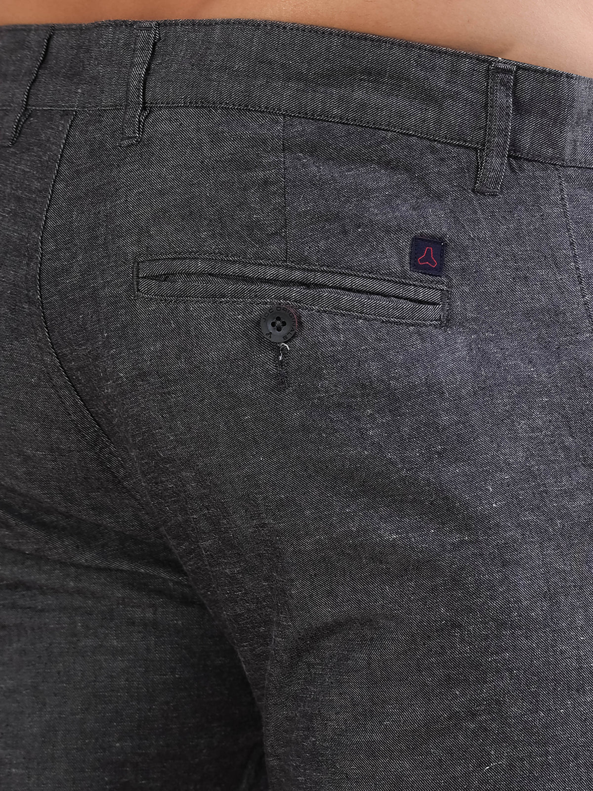 MEN'S JET BLACK  SOLID SLIM FIT TROUSER