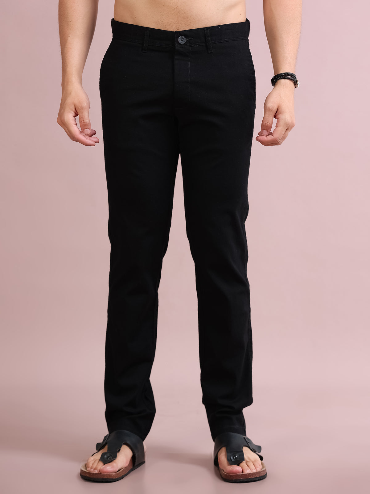 MEN'S BLACK SOLID SLIM FIT TROUSER