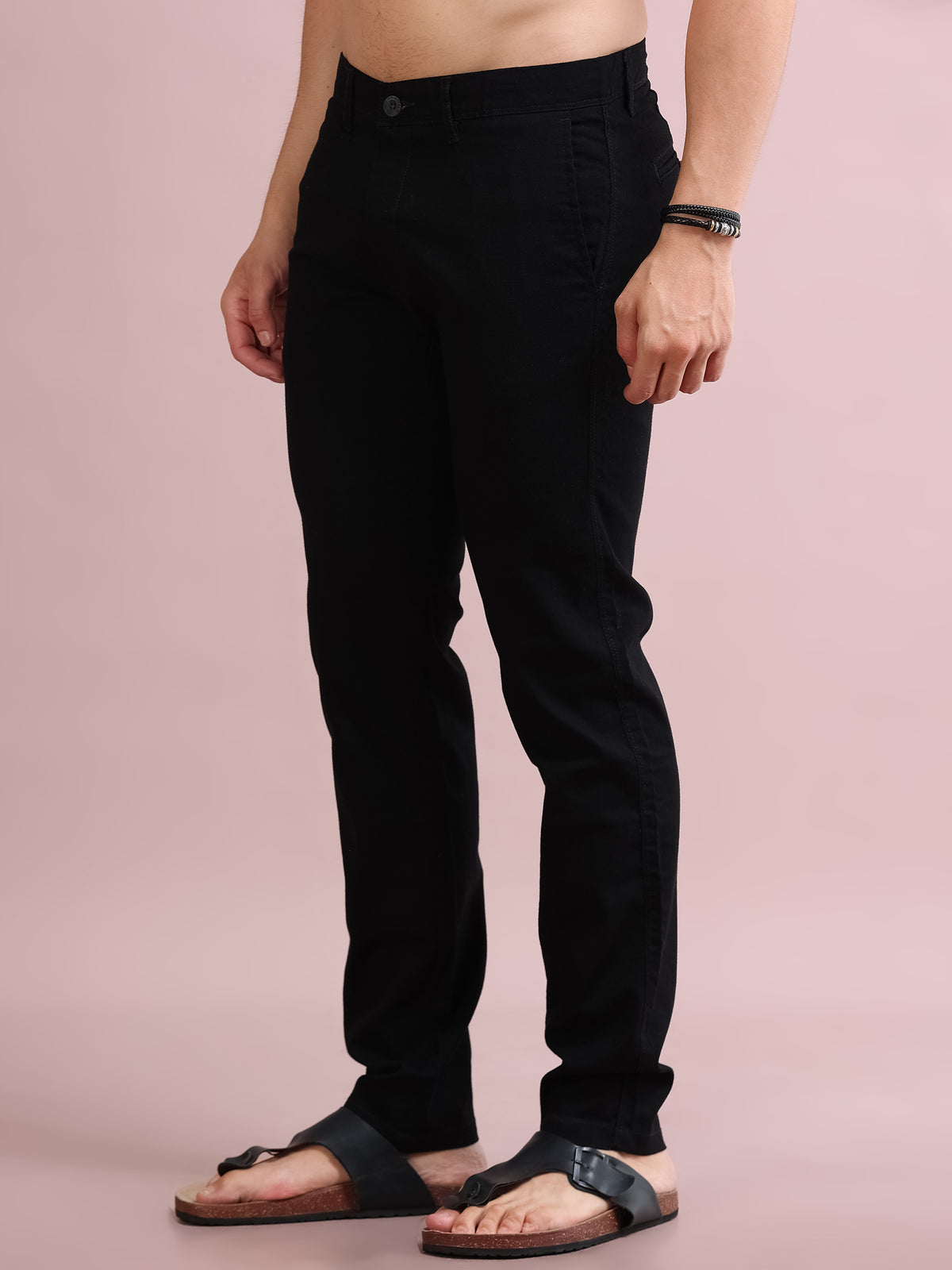 MEN'S BLACK SOLID SLIM FIT TROUSER
